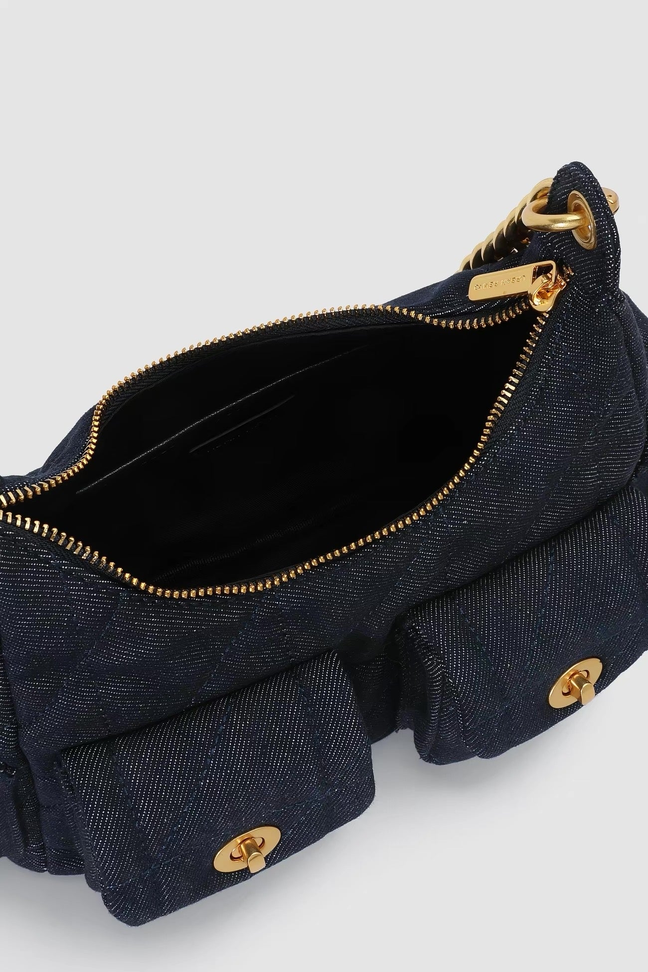 Denim Shoulder Bag - Gold Chain