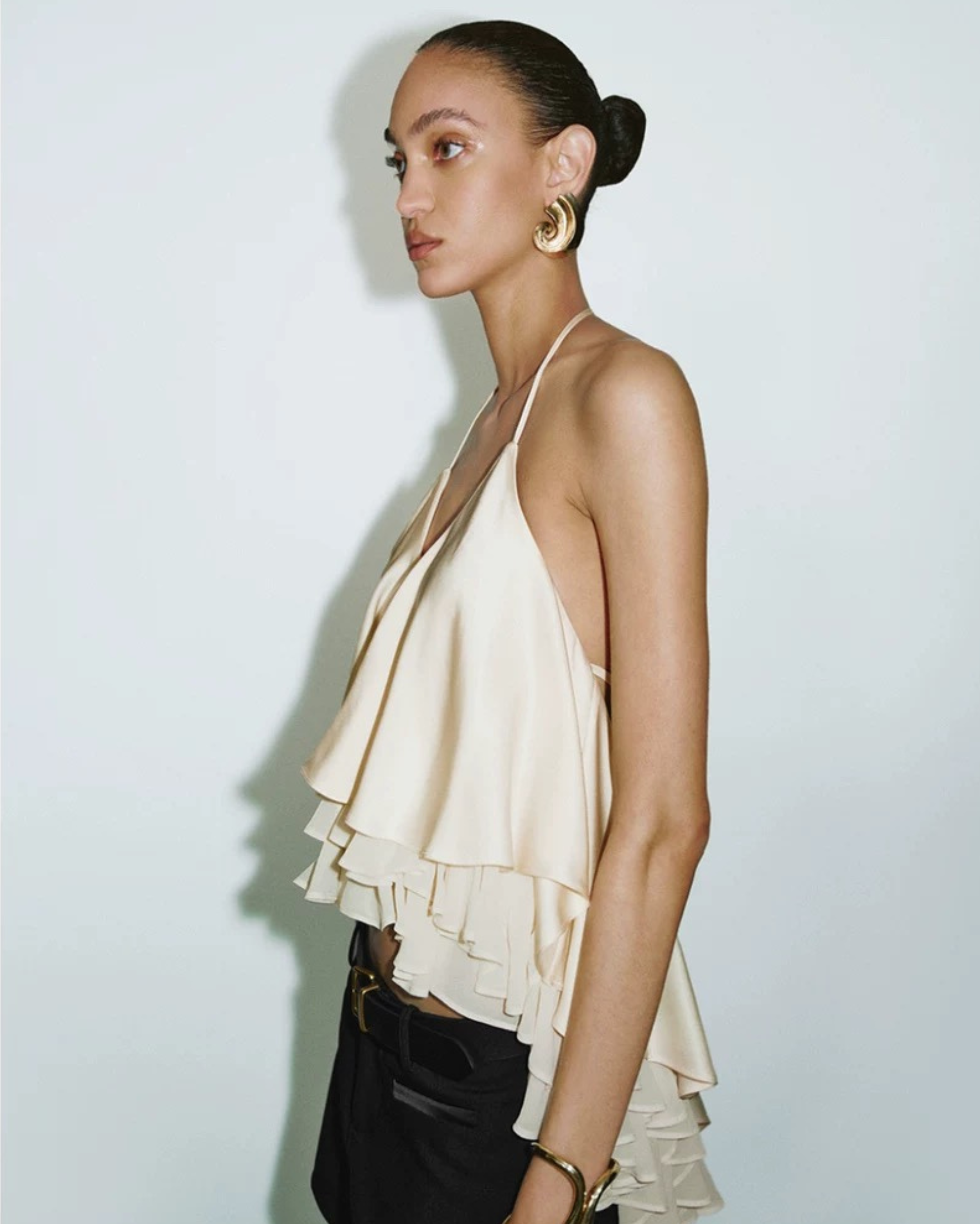 Ruffled Halter Crop Top