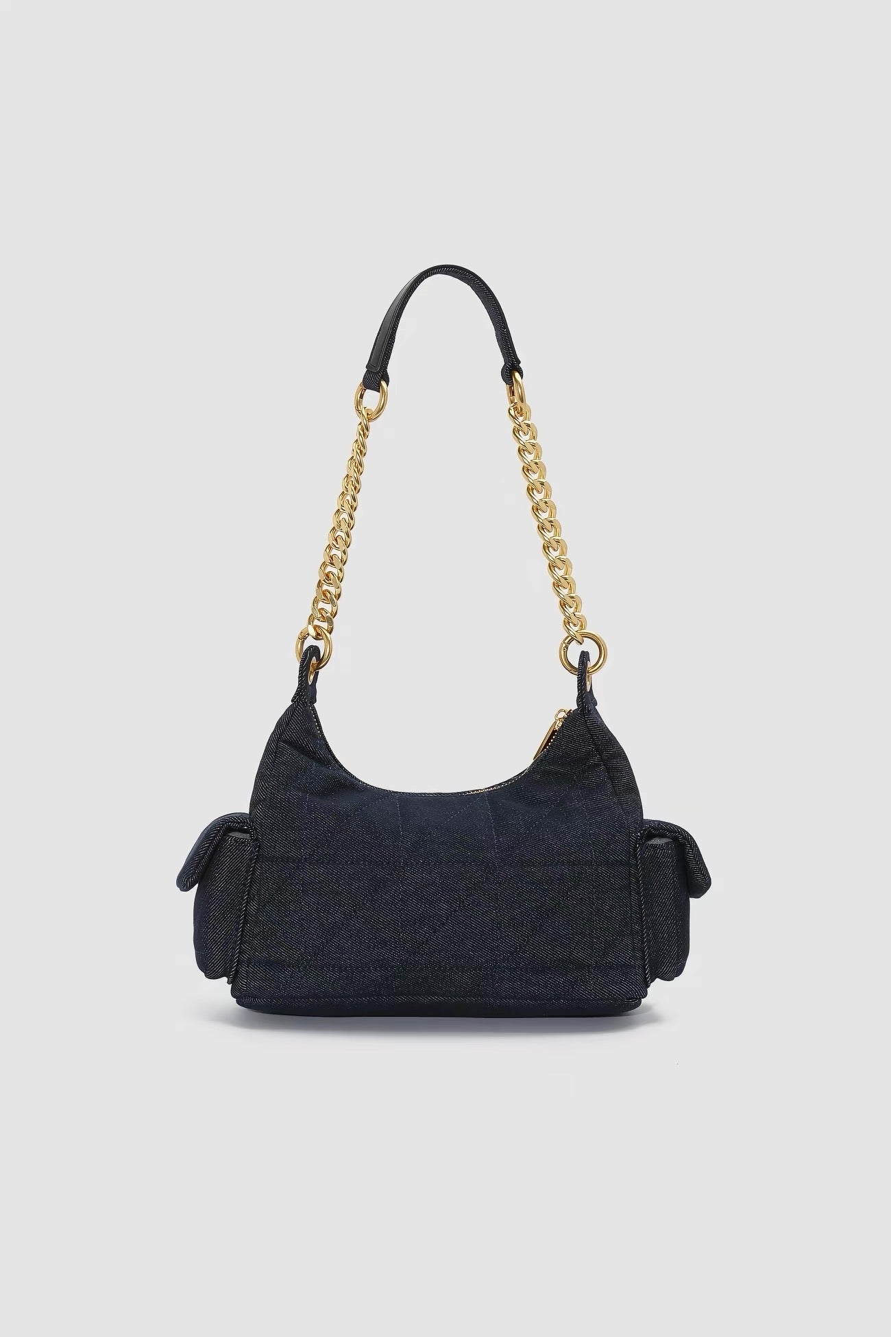 Denim Shoulder Bag - Gold Chain