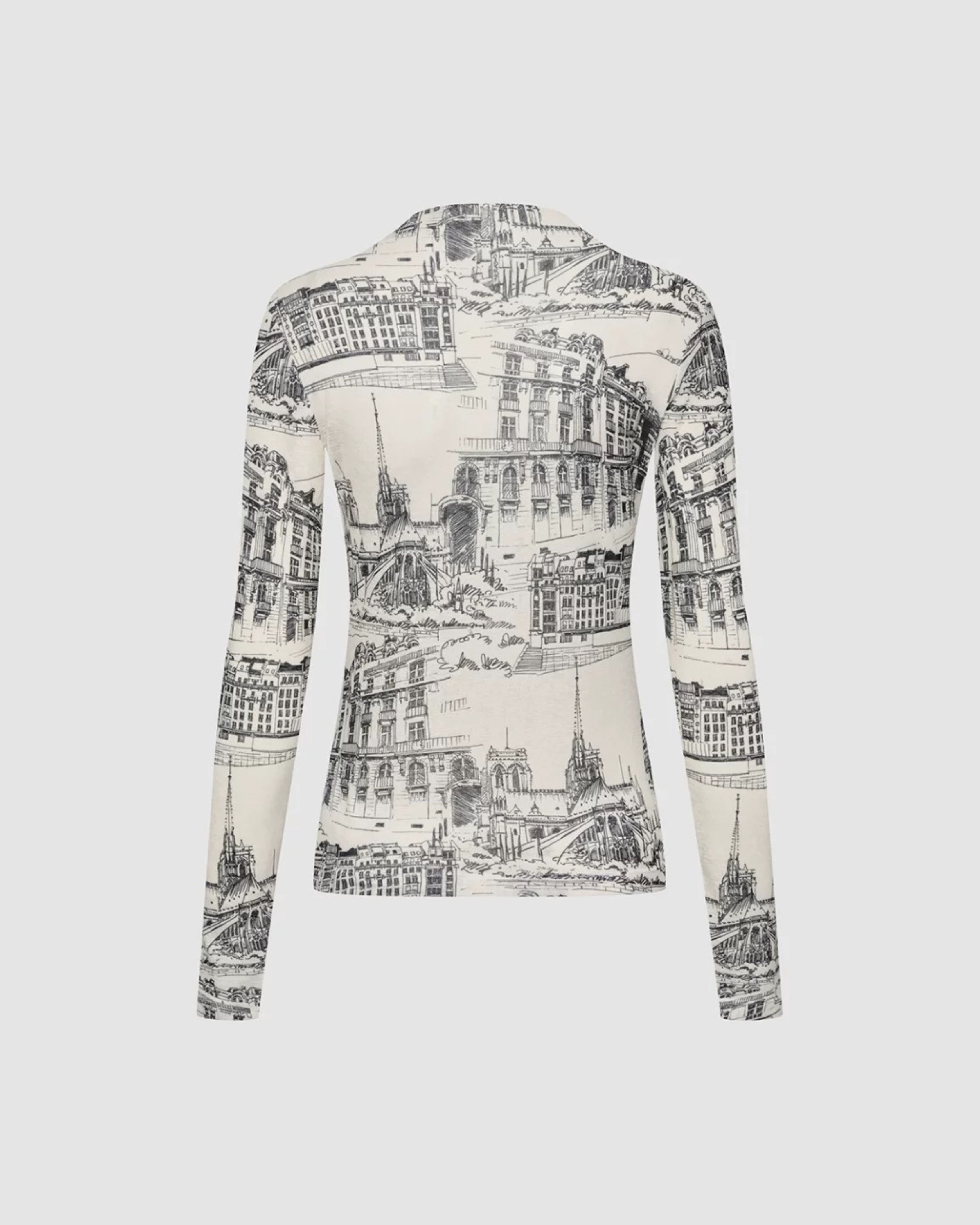 Paris Architectural Sketch Long-Sleeve Top