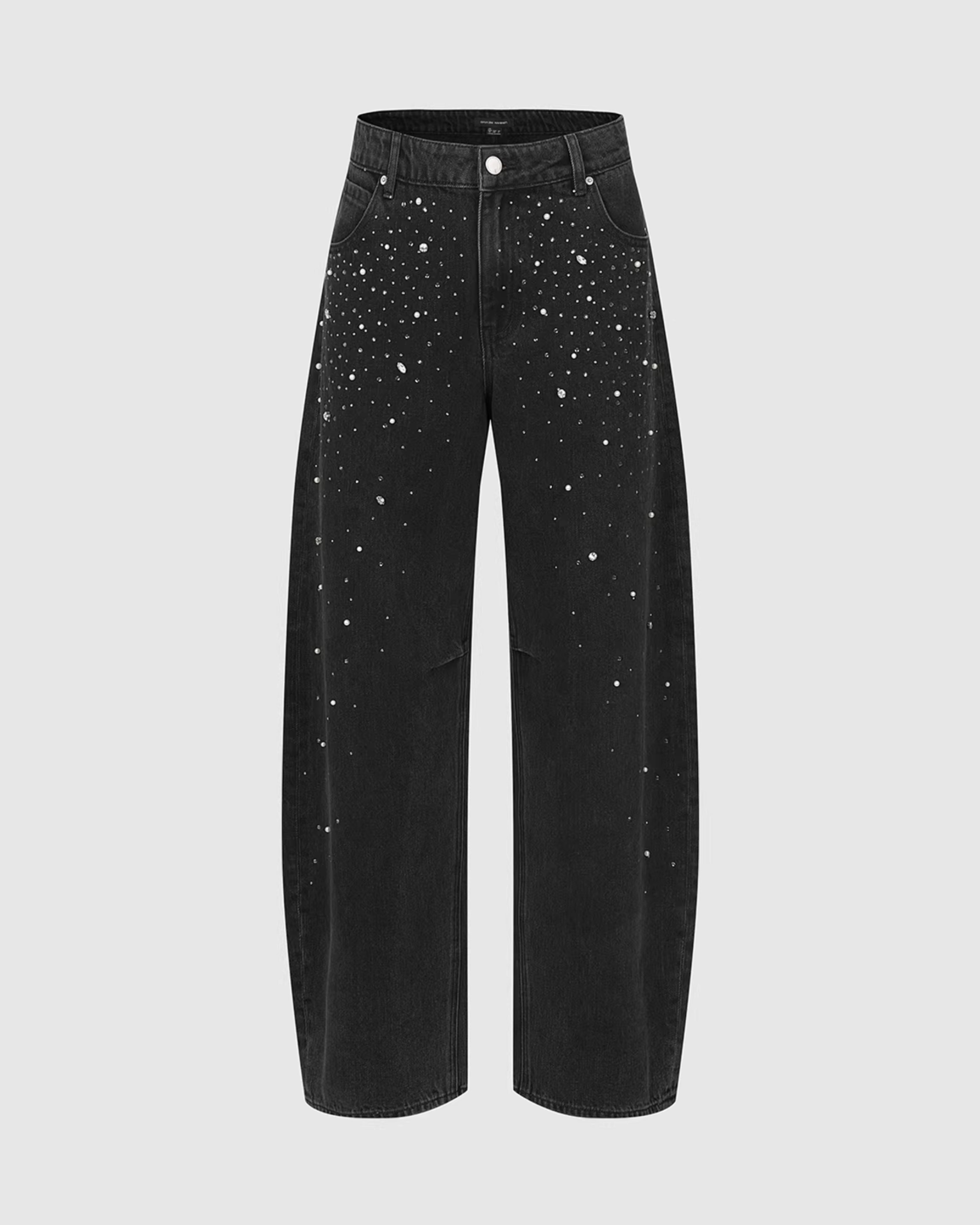 Starry Rhinestone Embellished Wide-Leg Jeans