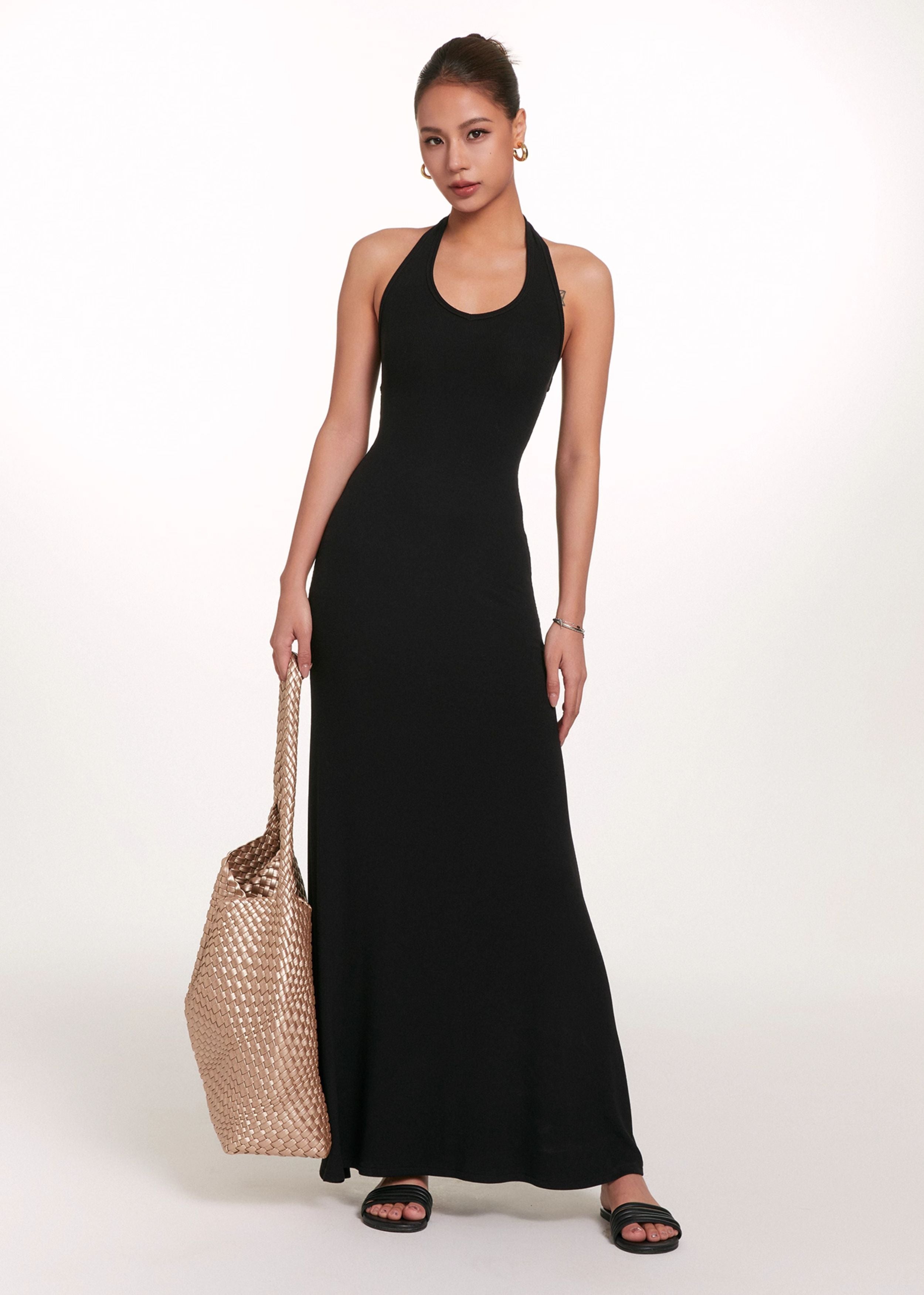 Backless V-Neck Dress