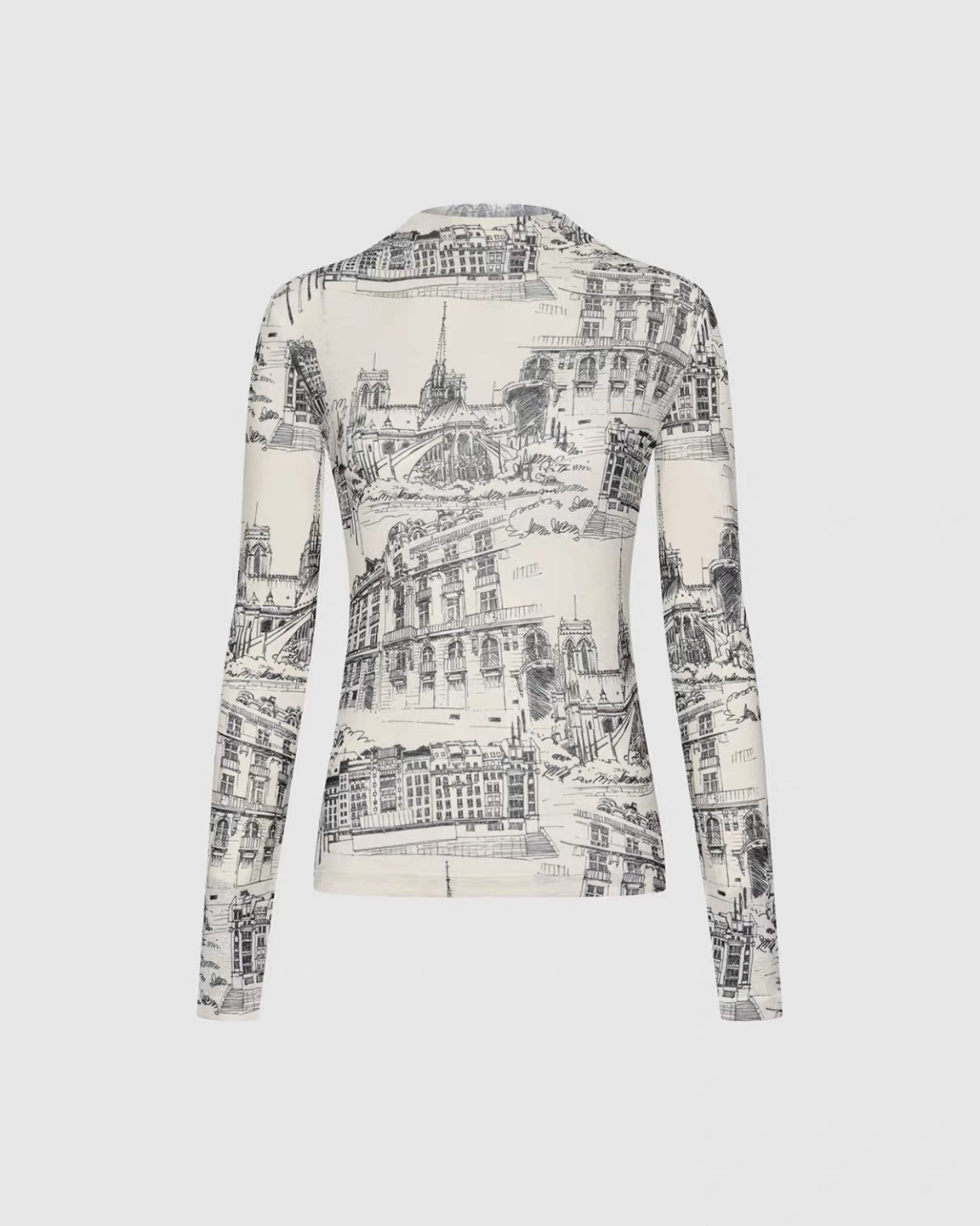 Paris Architectural Sketch Long-Sleeve Top