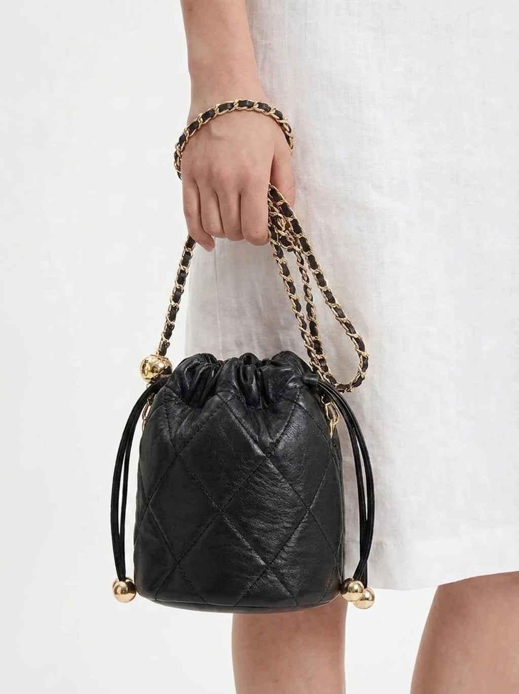 Quilted Chain Bucket Bag
