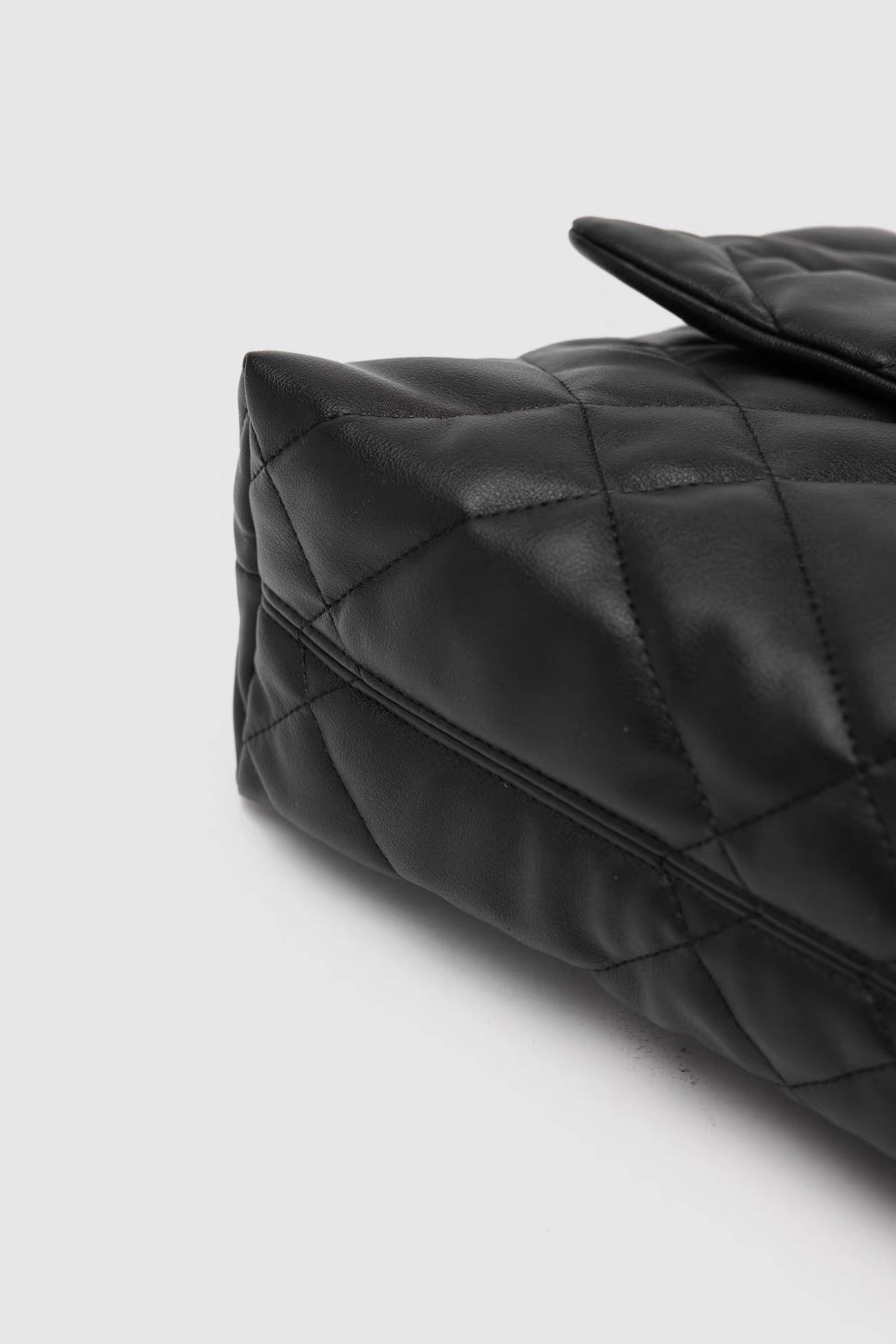 Black Quilted Shoulder Bag - Gold Chain