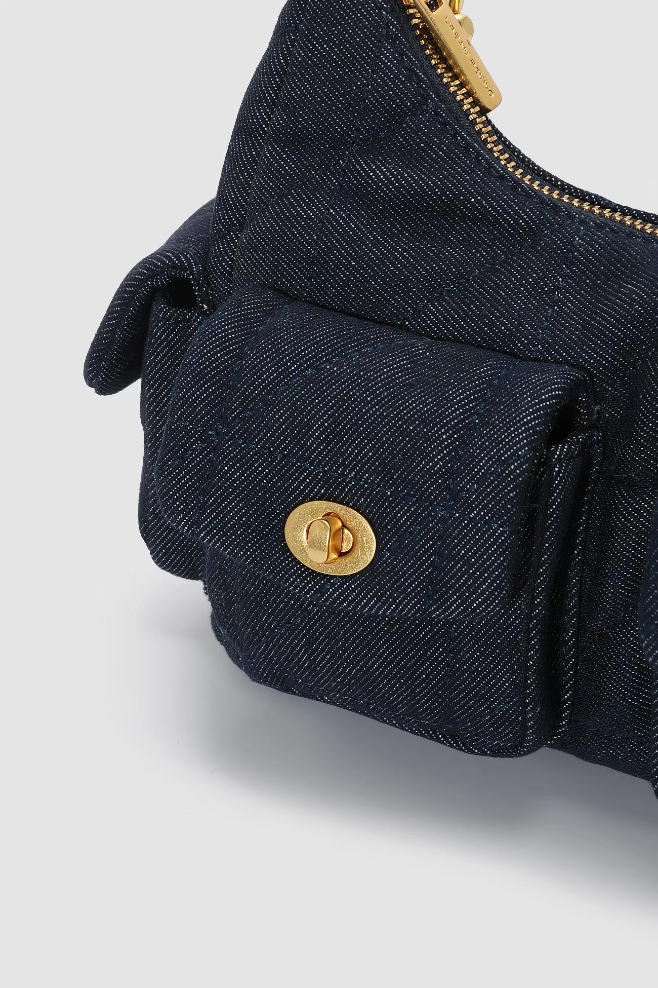 Denim Shoulder Bag - Gold Chain