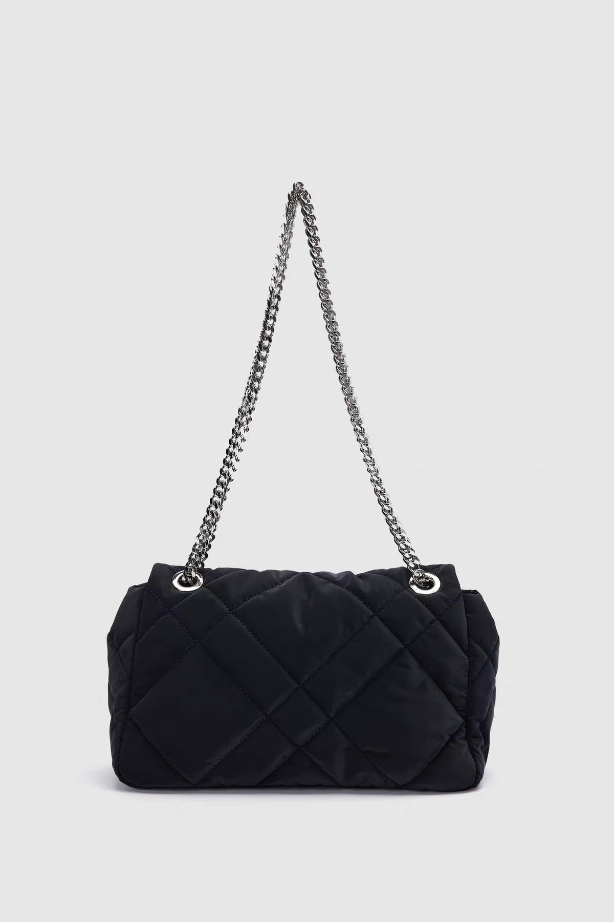 Sylvie Quilted Silver Chain Bag — side view