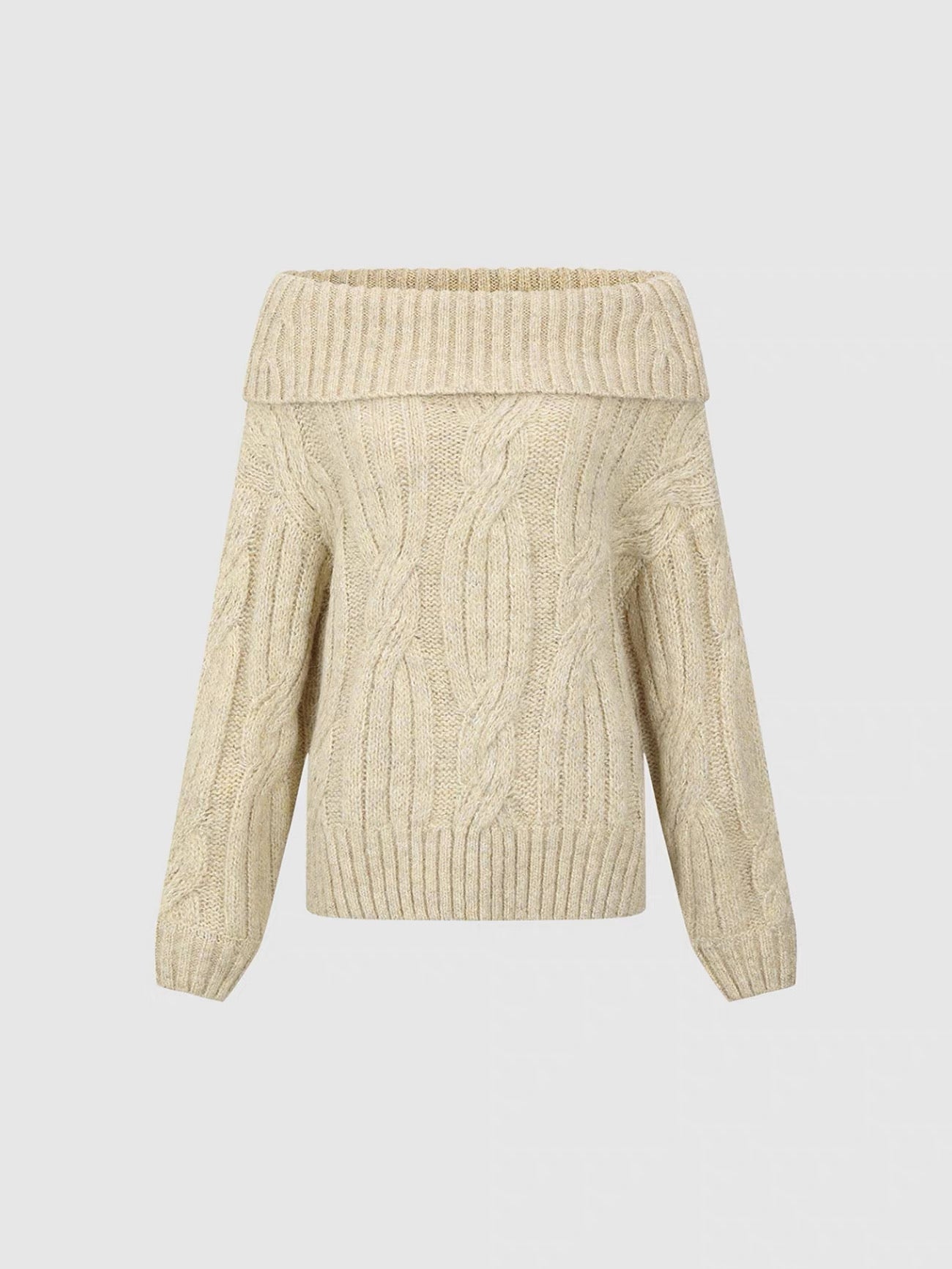 Cozy Off-Shoulder Cable Knit Sweater