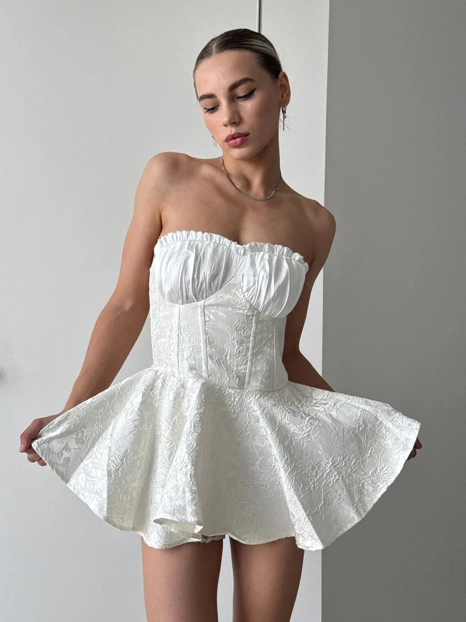 Embroidered Corset Mini Dress