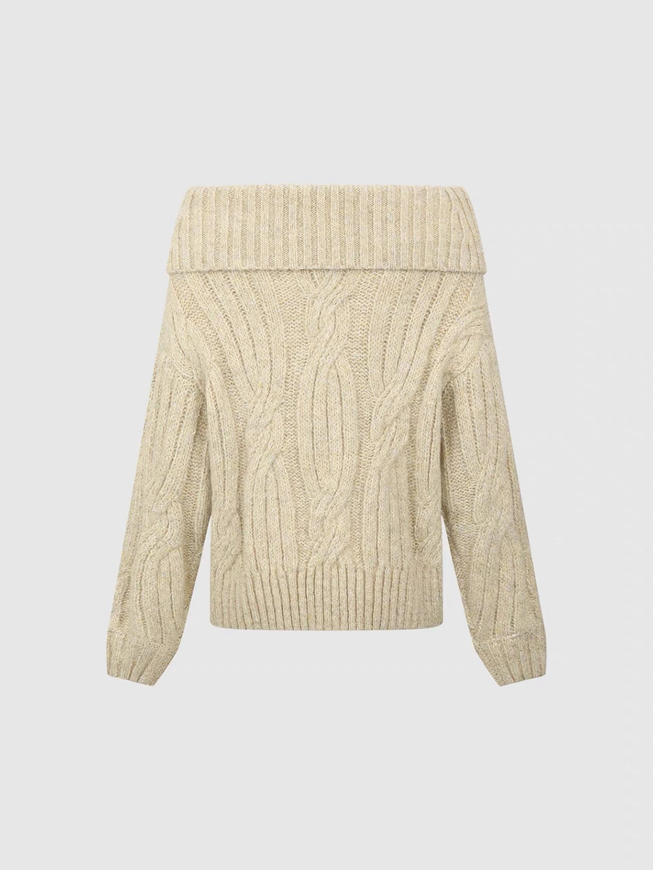 Cozy Off-Shoulder Cable Knit Sweater