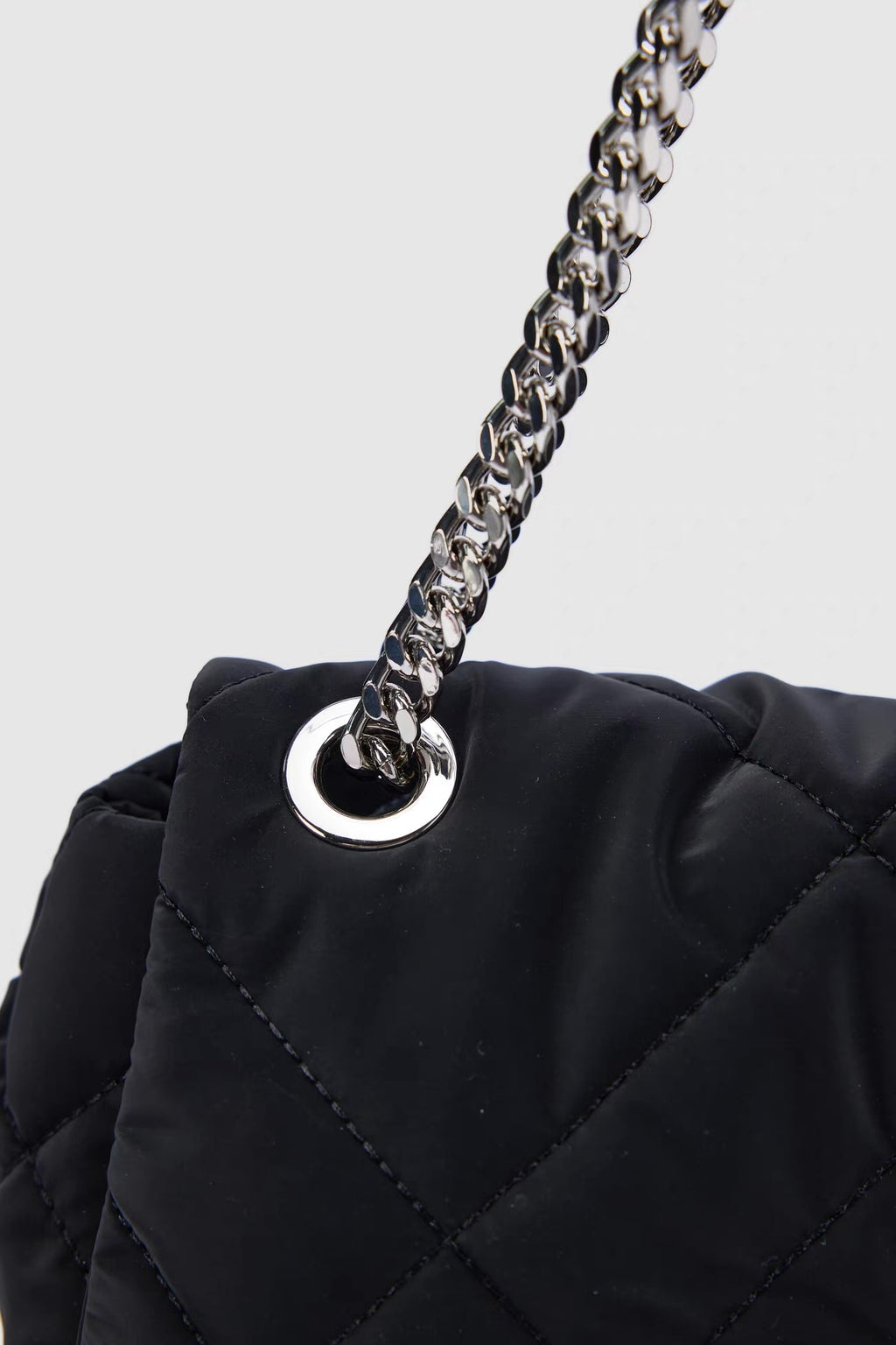 Sylvie Quilted Silver Chain Bag — back view