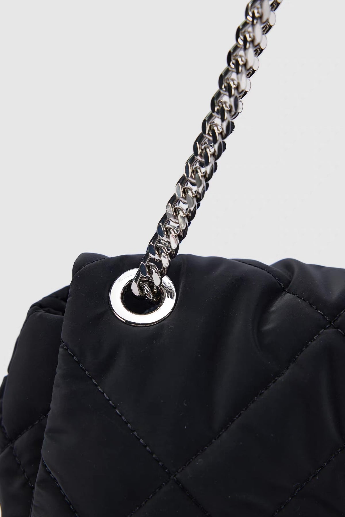 Sylvie Quilted Silver Chain Bag — back view
