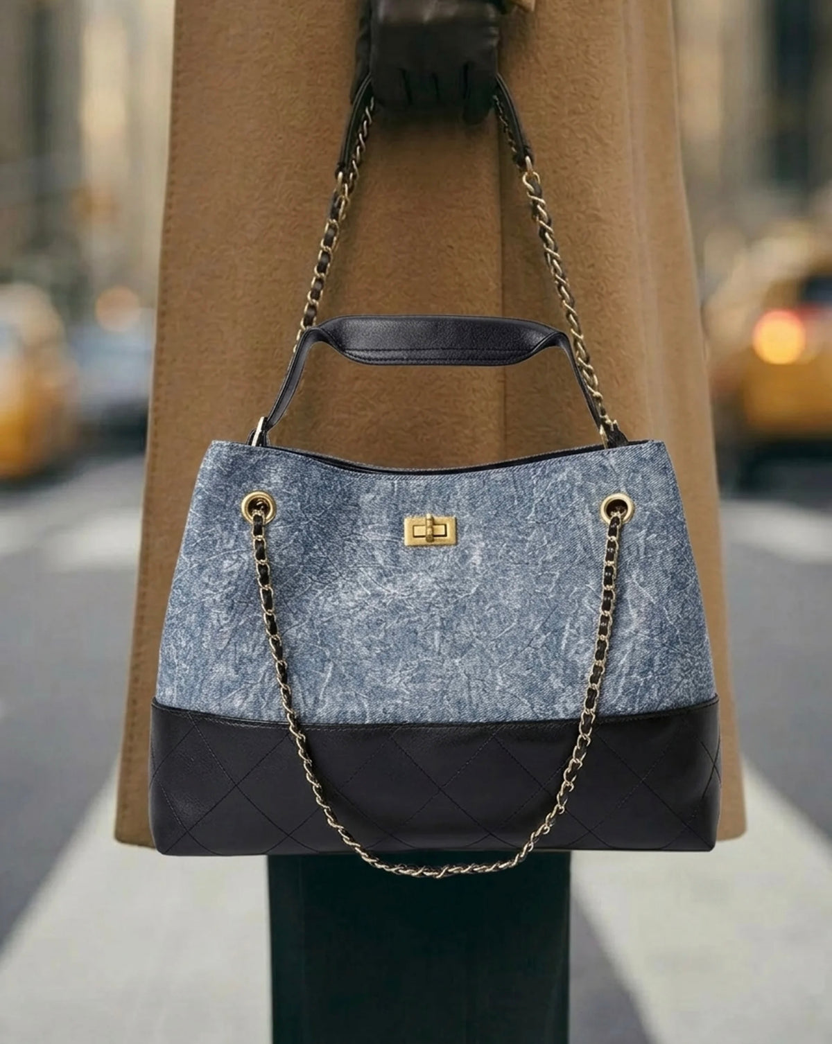 Denim Chain Tote Bag S
