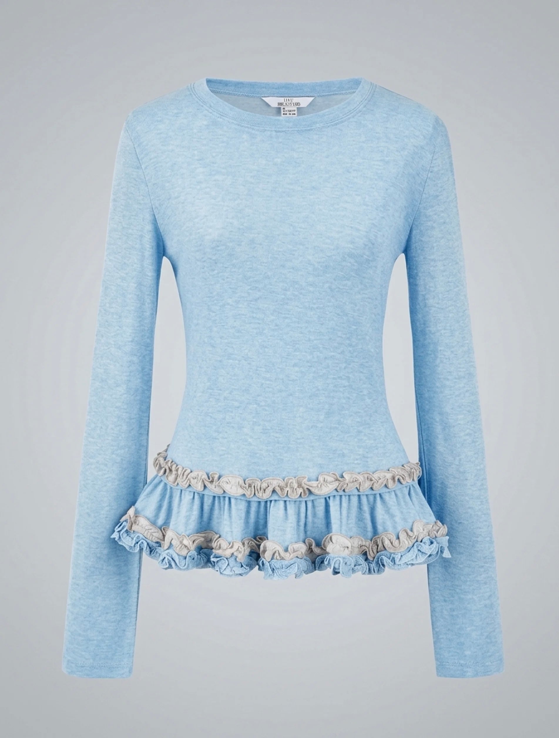 Powder Blue Ruffle Hem Knit Top