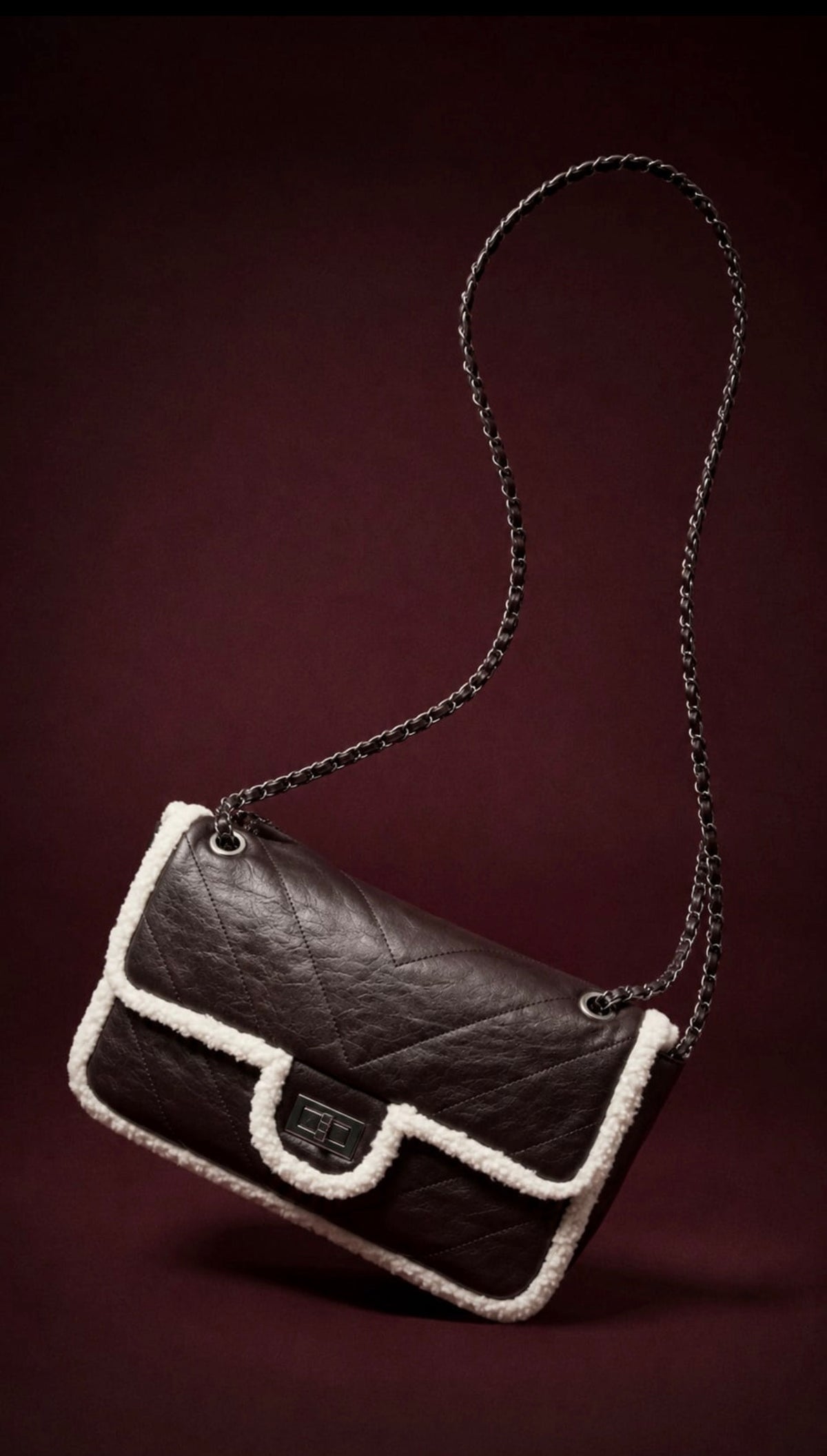 Mireille Contrast Trim Quilted Shoulder Bag — material detail