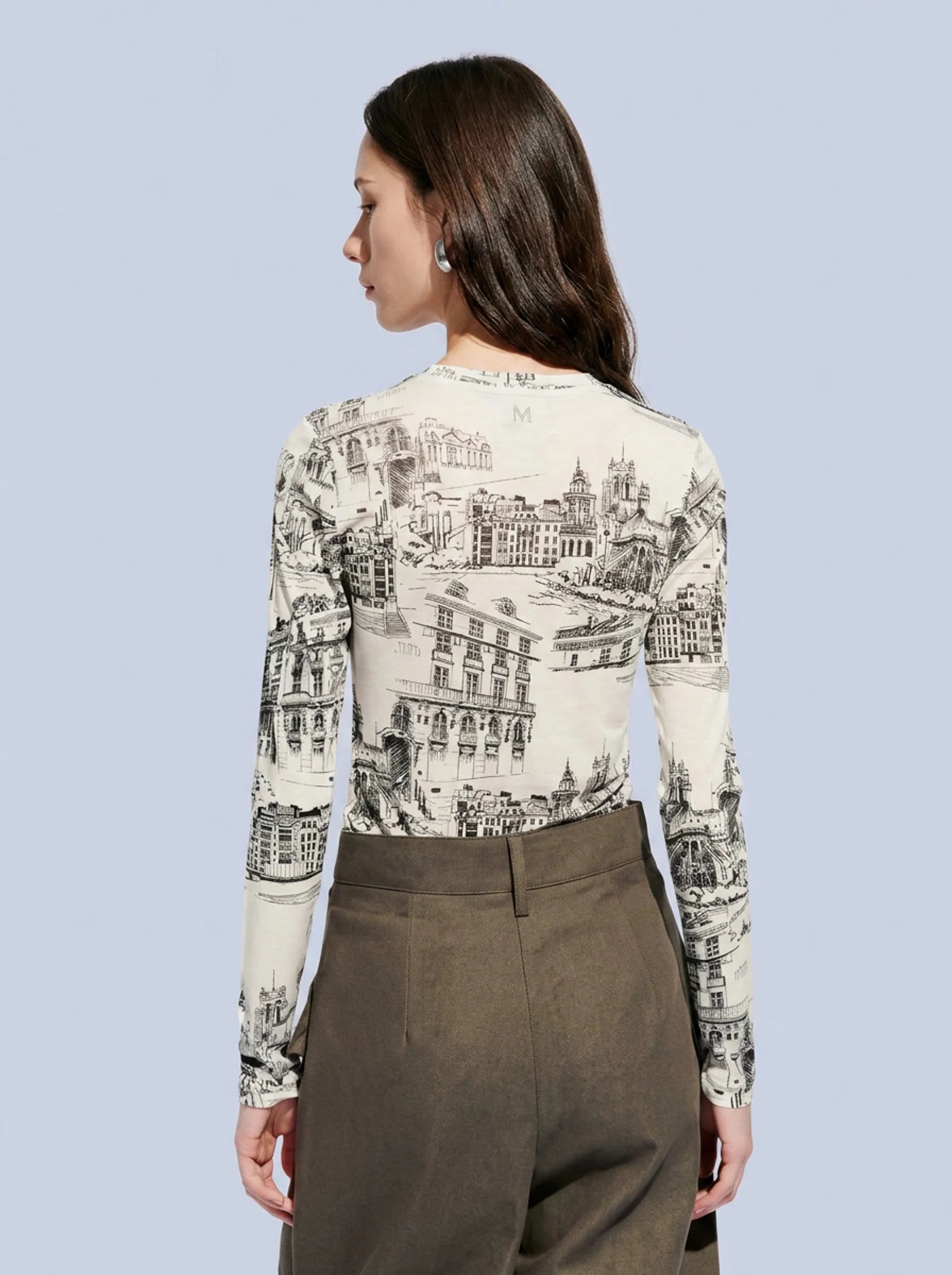 Paris Skyline Slim-Fit Long Sleeve Top
