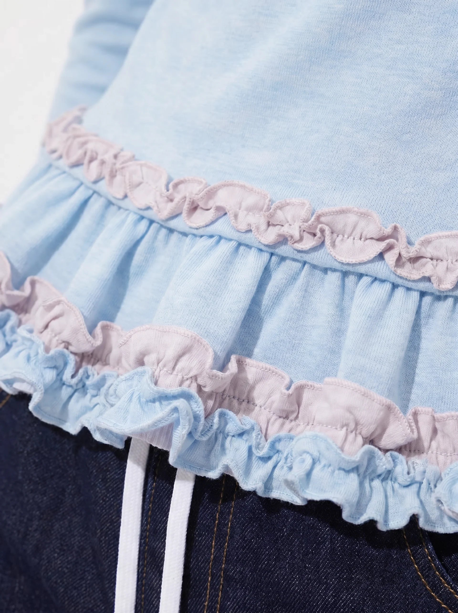 Powder Blue Ruffle Hem Knit Top