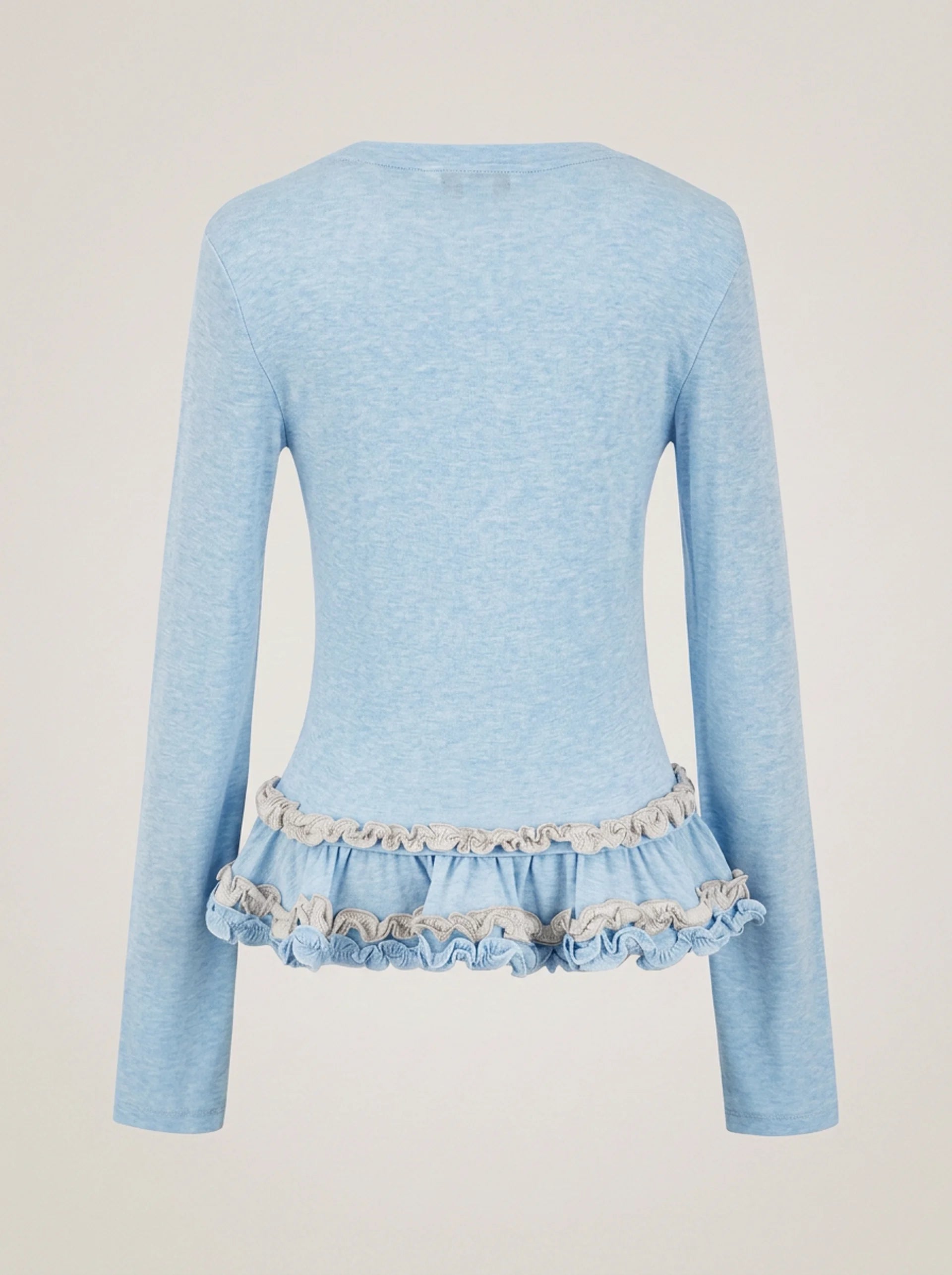 Powder Blue Ruffle Hem Knit Top