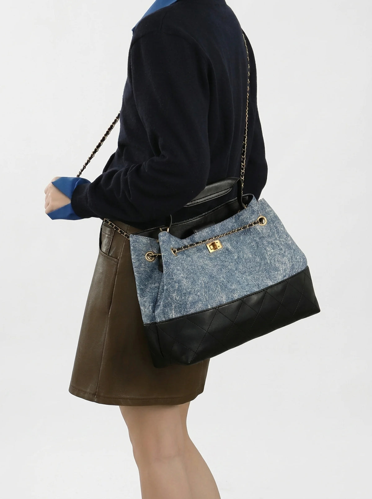 Denim Chain Tote Bag S