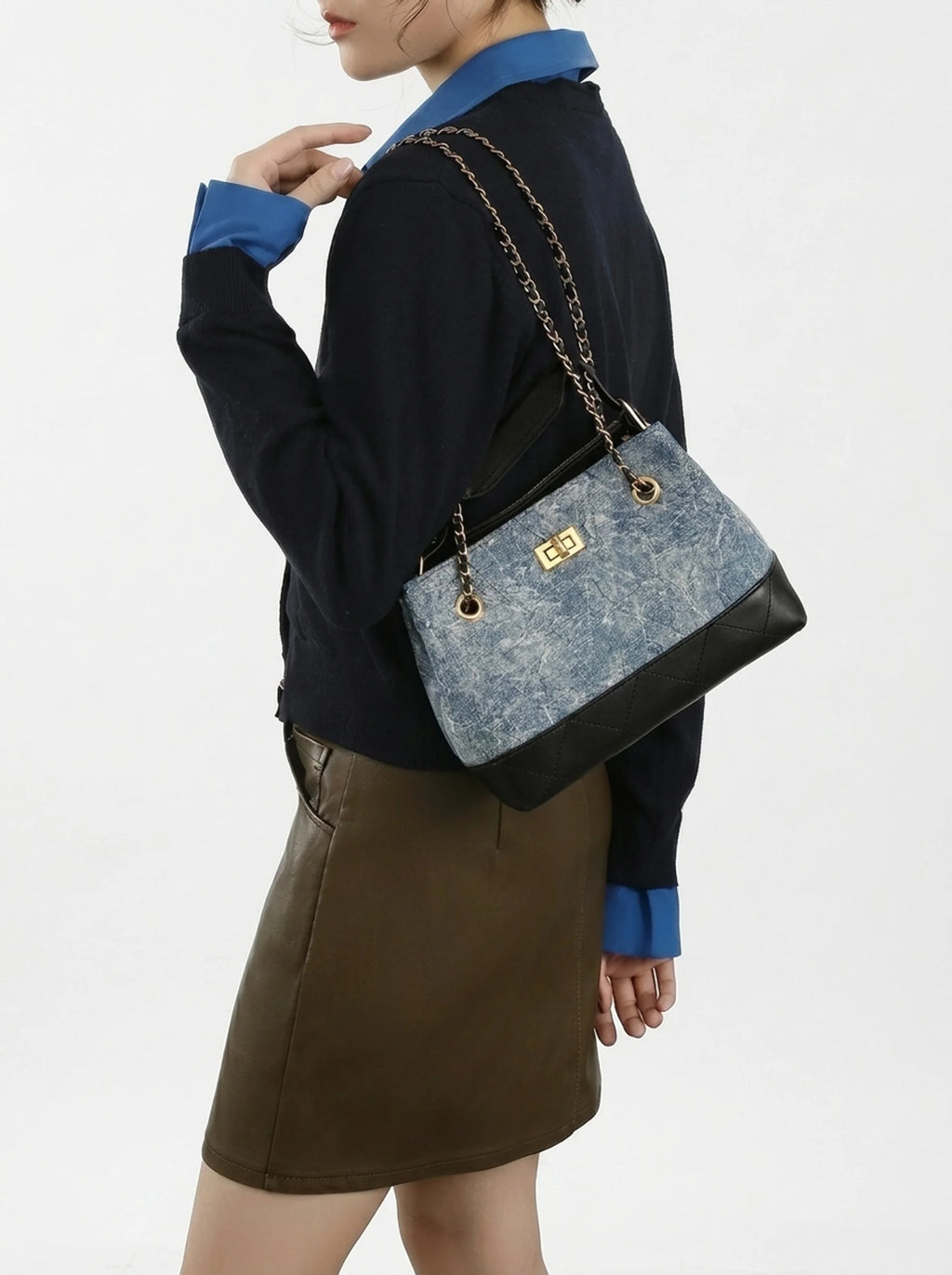 Denim Chain Tote Bag S