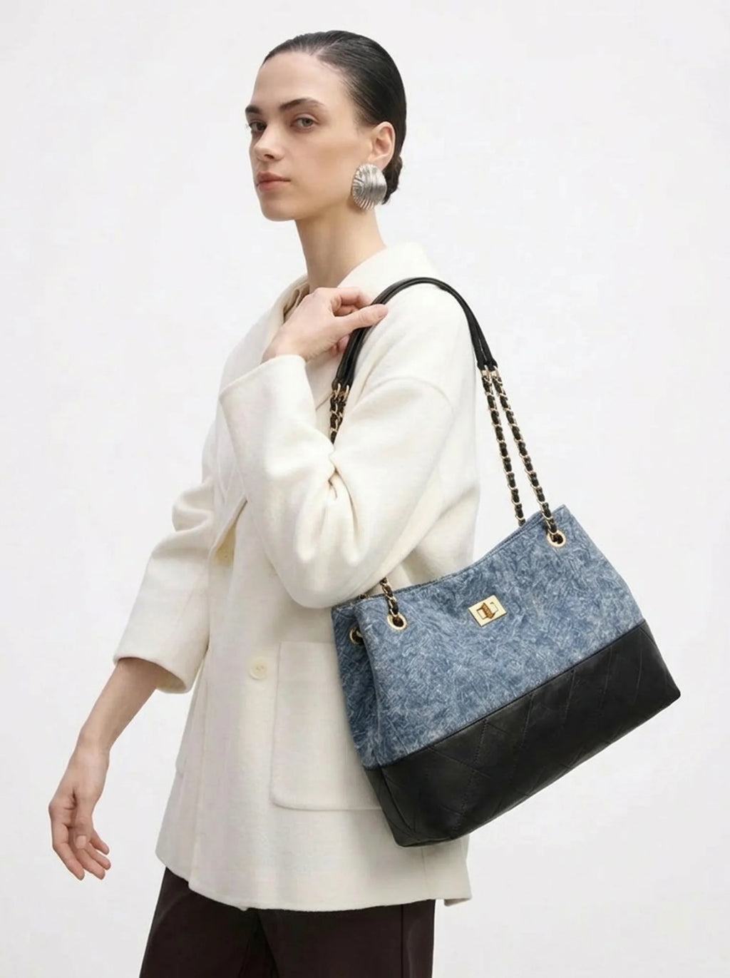 Denim Chain Tote Bag S