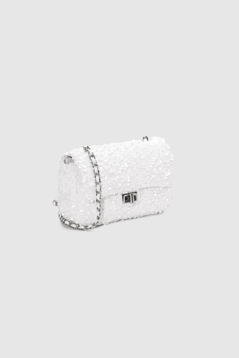 Simone Sequin Flap Bag — side view