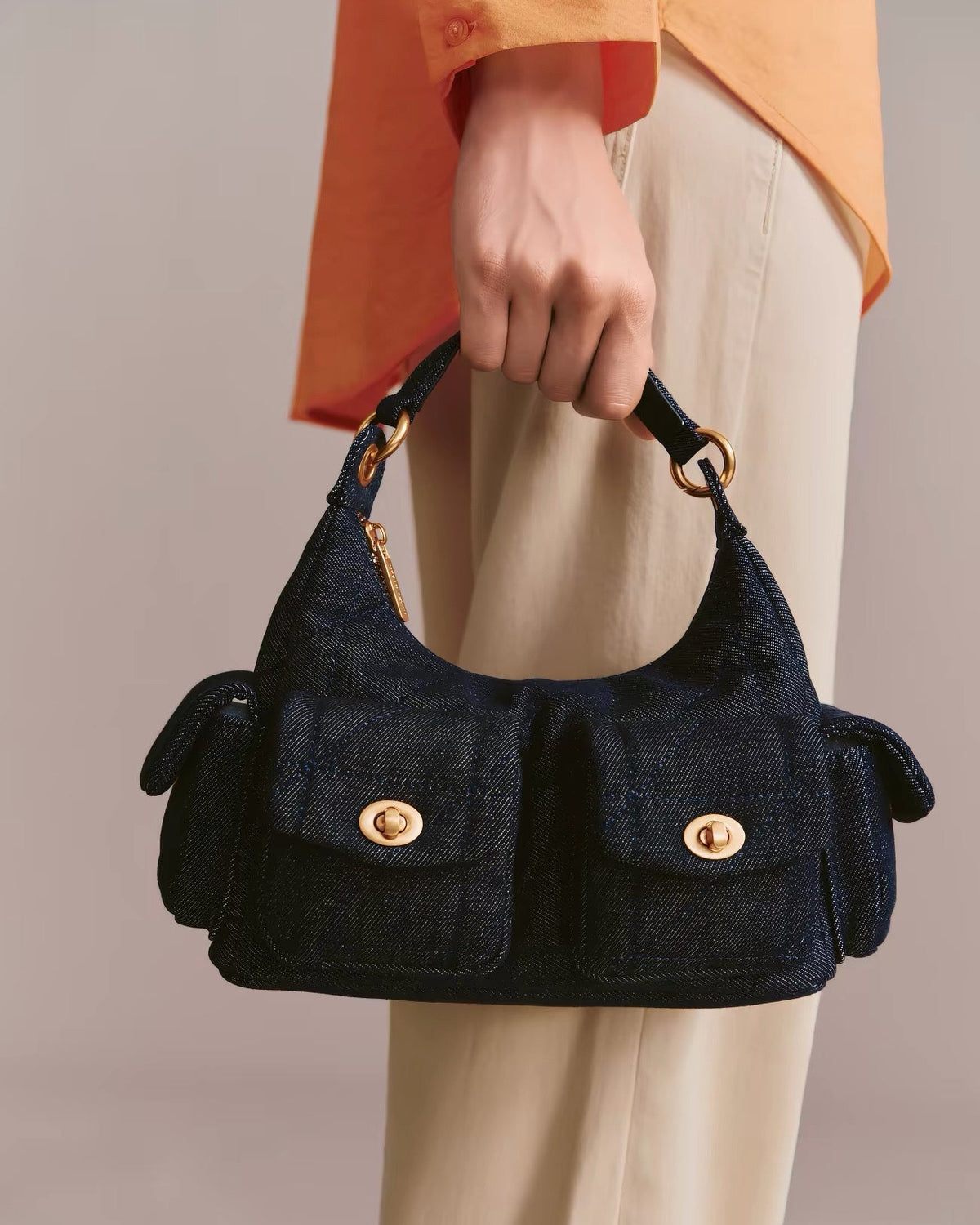 Clémence Denim Pocket Shoulder Bag