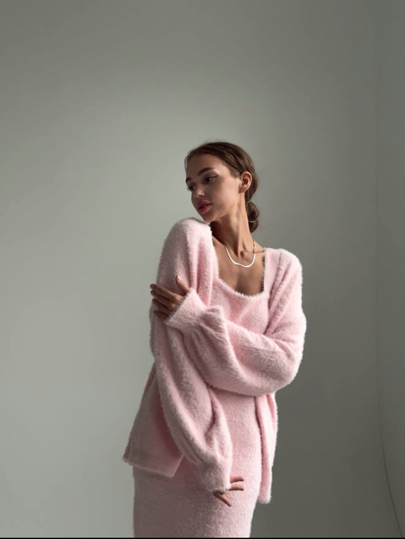 Wool Dress and Bubble Sleeve Sweater Set