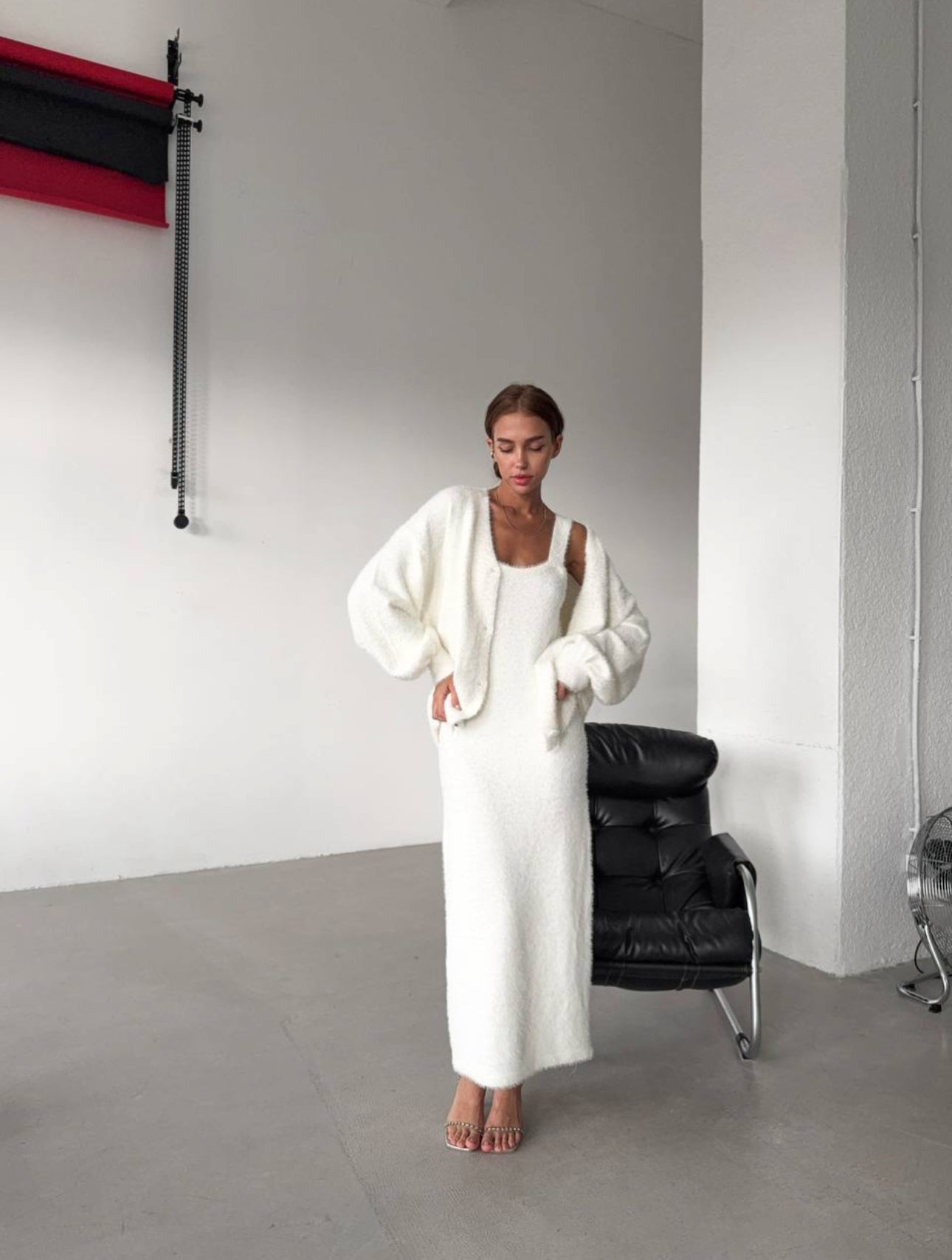 Wool Dress and Bubble Sleeve Sweater Set