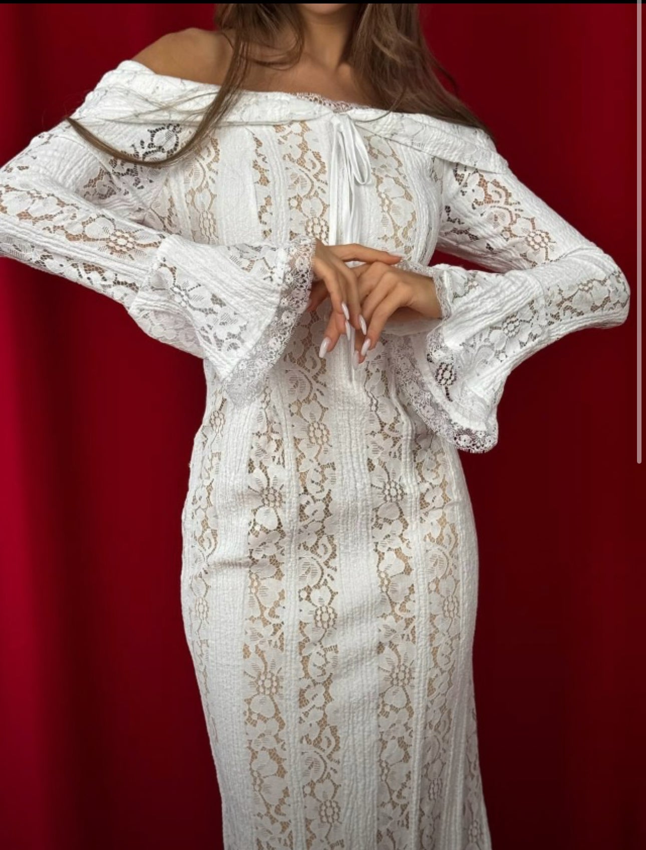 Long White Lace Dress