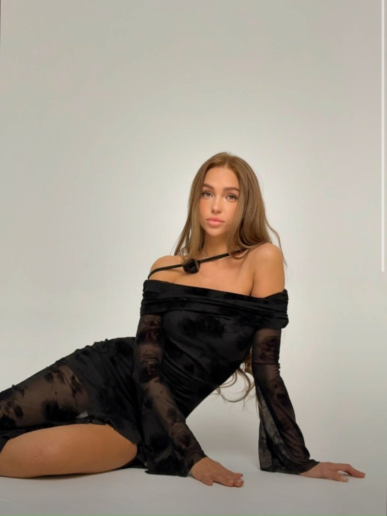 Long Lace Evening Dress with Side Slit