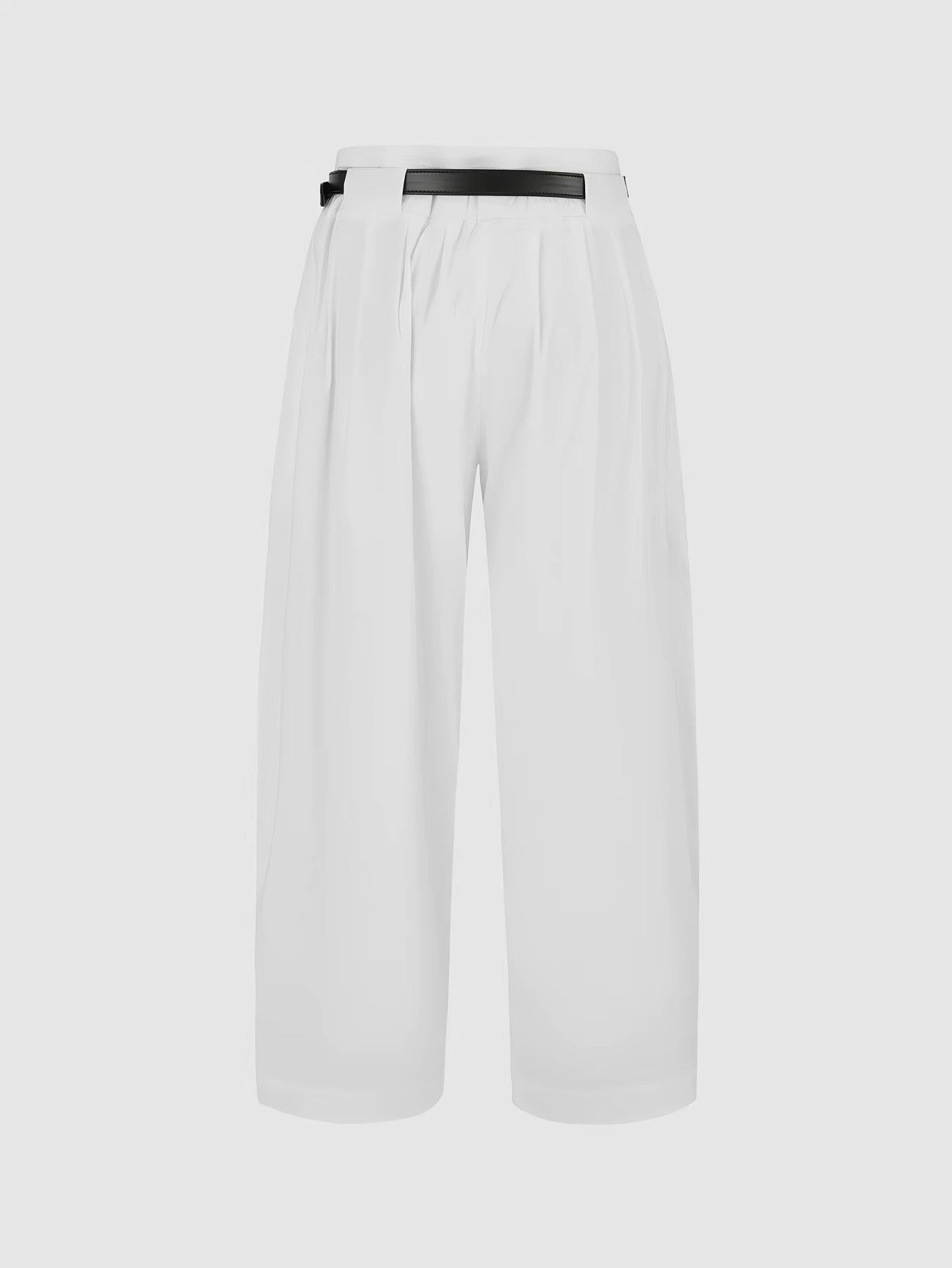 Wide-Leg Pleated Drawstring Pants