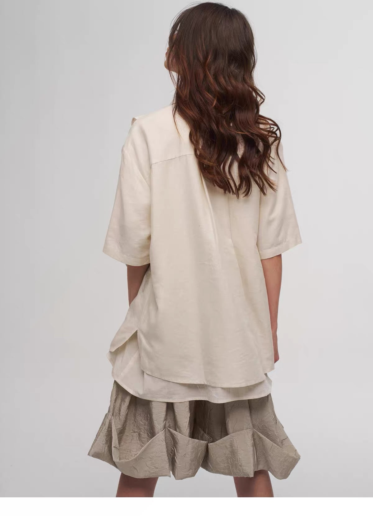Beige High-Waisted Rolled Hem Shorts