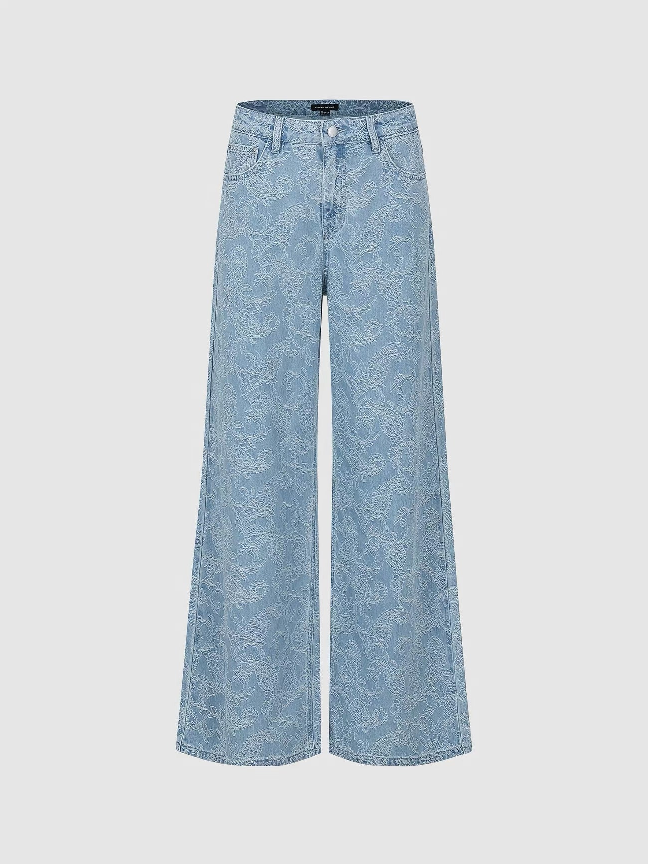 Blue Lace Wide-Leg Pants