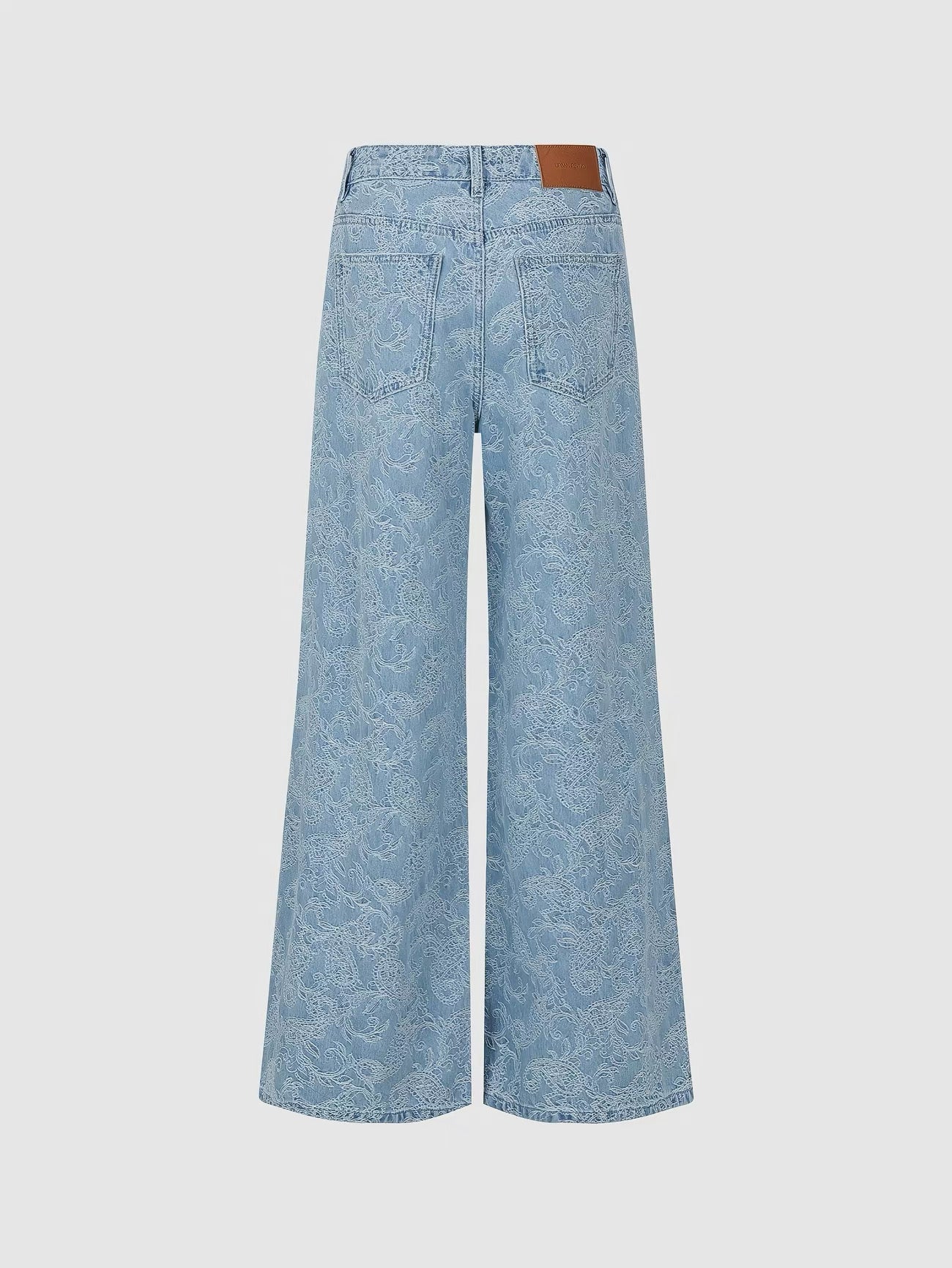 Blue Lace Wide-Leg Pants