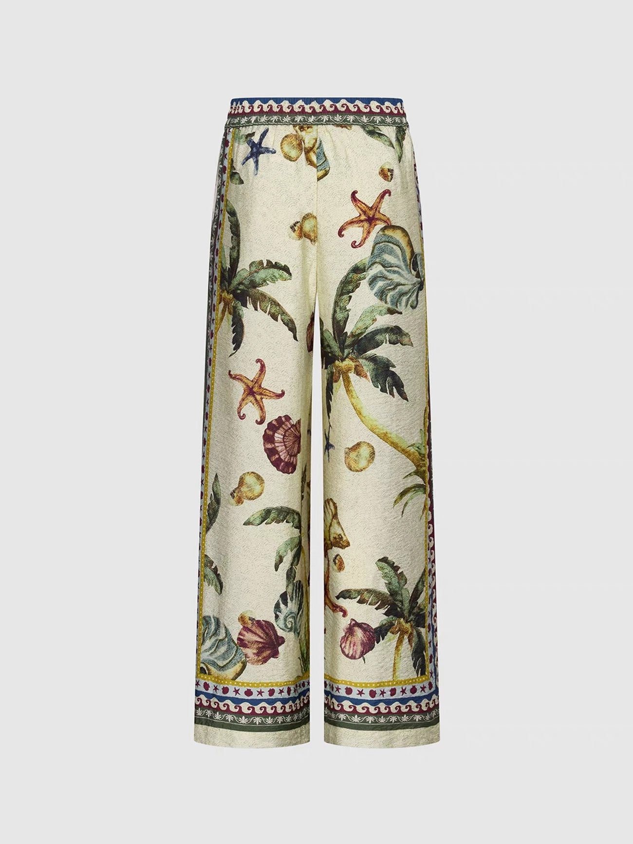 Tropical Print Wide-Leg Palazzo Pants