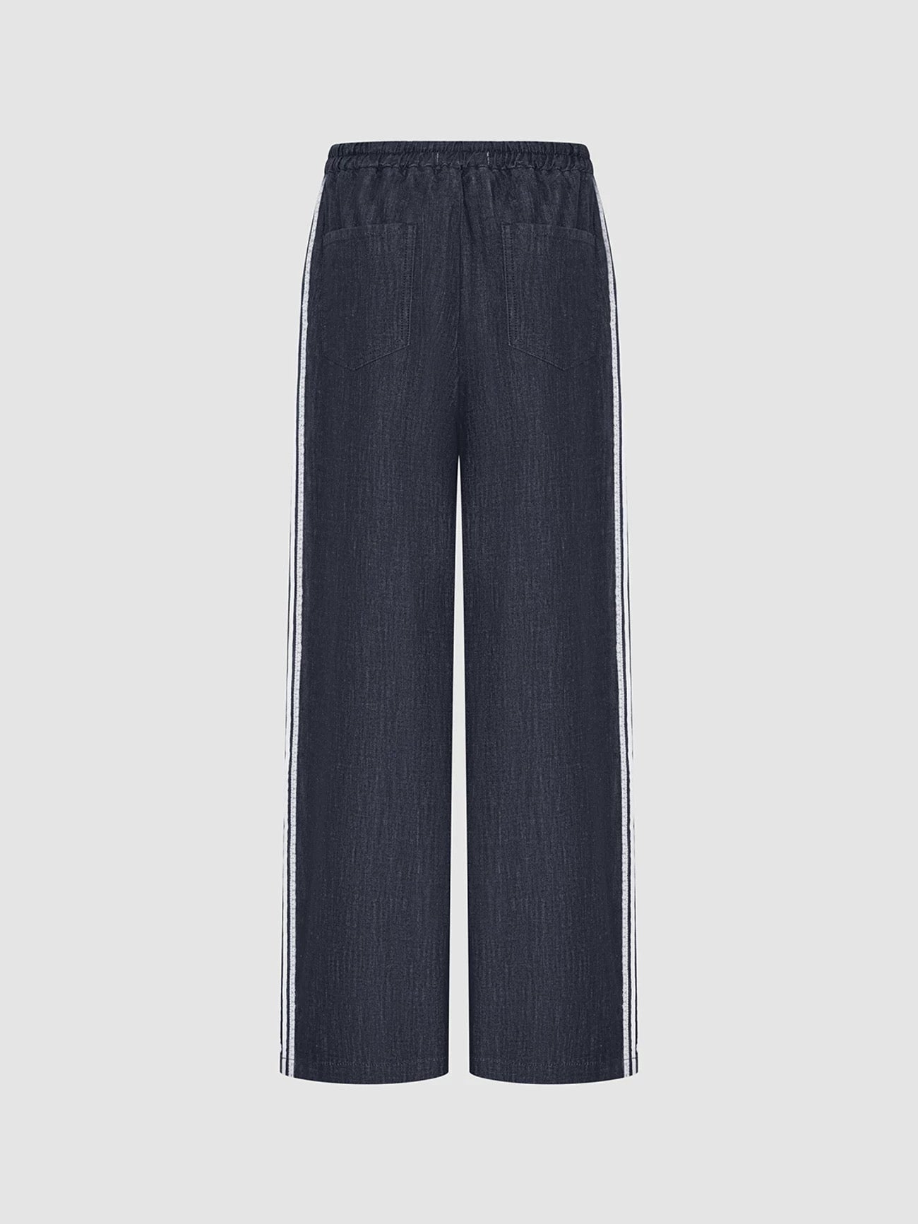 Wide-Leg Denim Track Pants