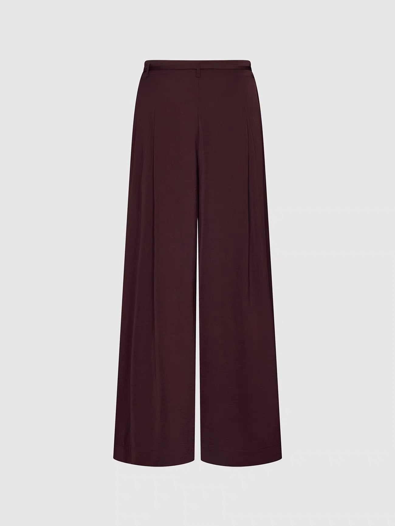 Black Wide-Leg Pleated Drawstring Pant