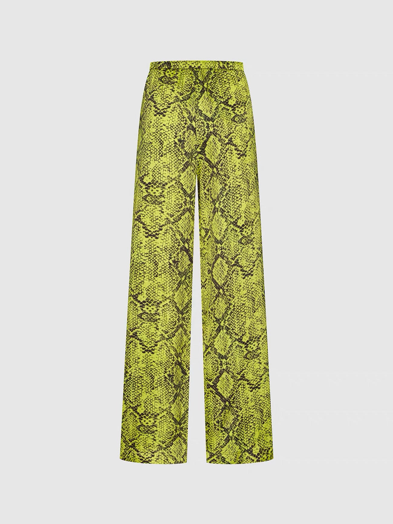 Lime Green Snakeskin Print Vest &amp; Wide-Leg Pants Set