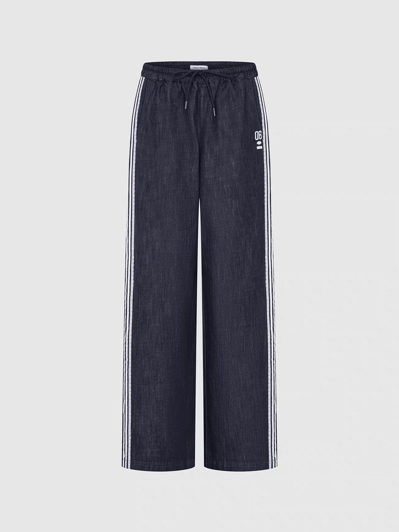 Wide-Leg Denim Track Pants