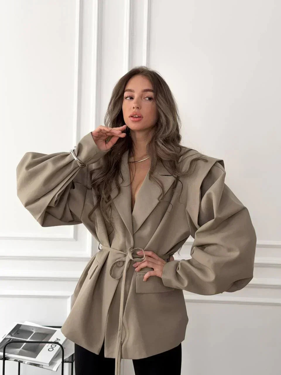 Puff Sleeve Belted Blazer