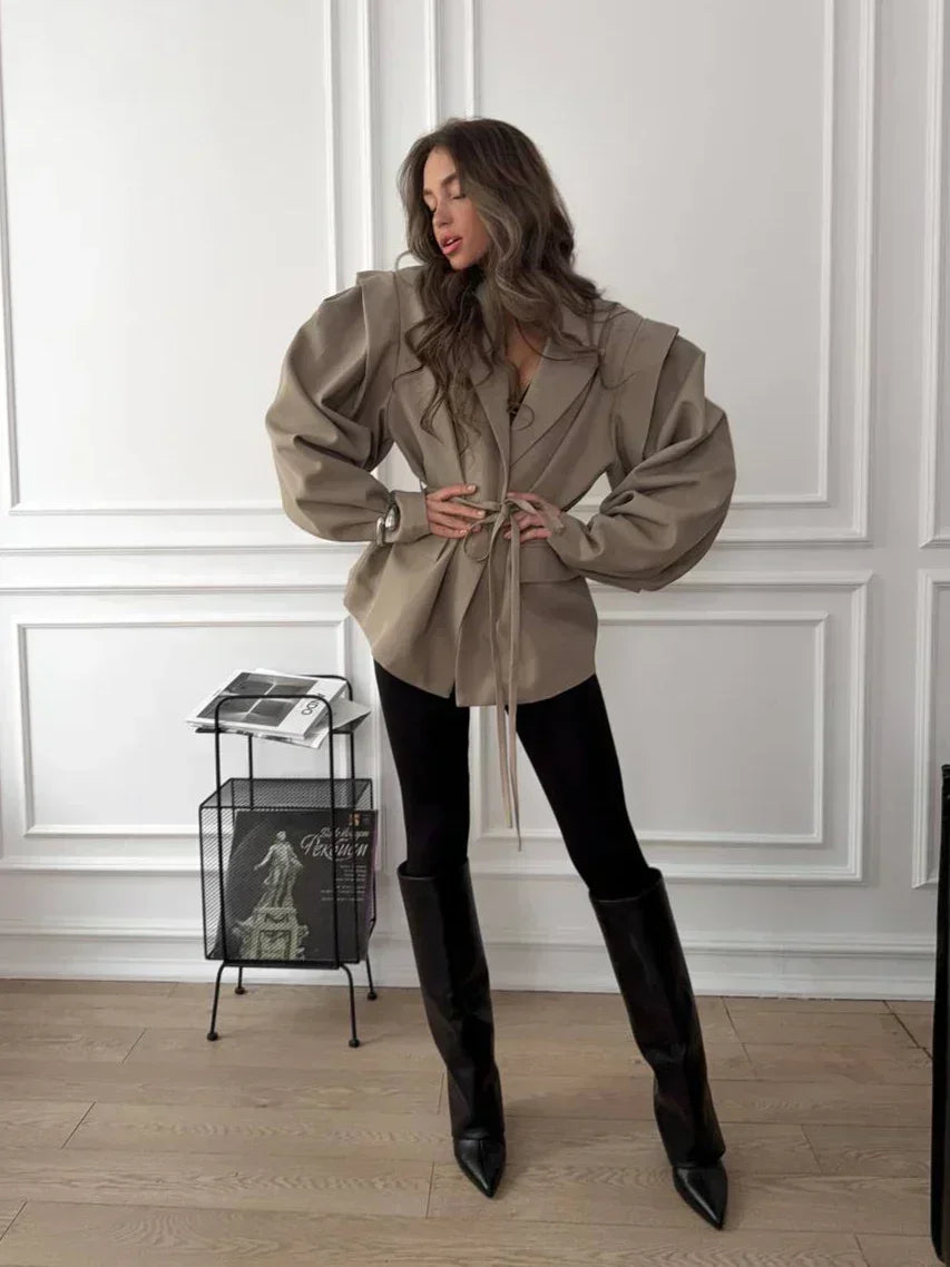 Puff Sleeve Belted Blazer