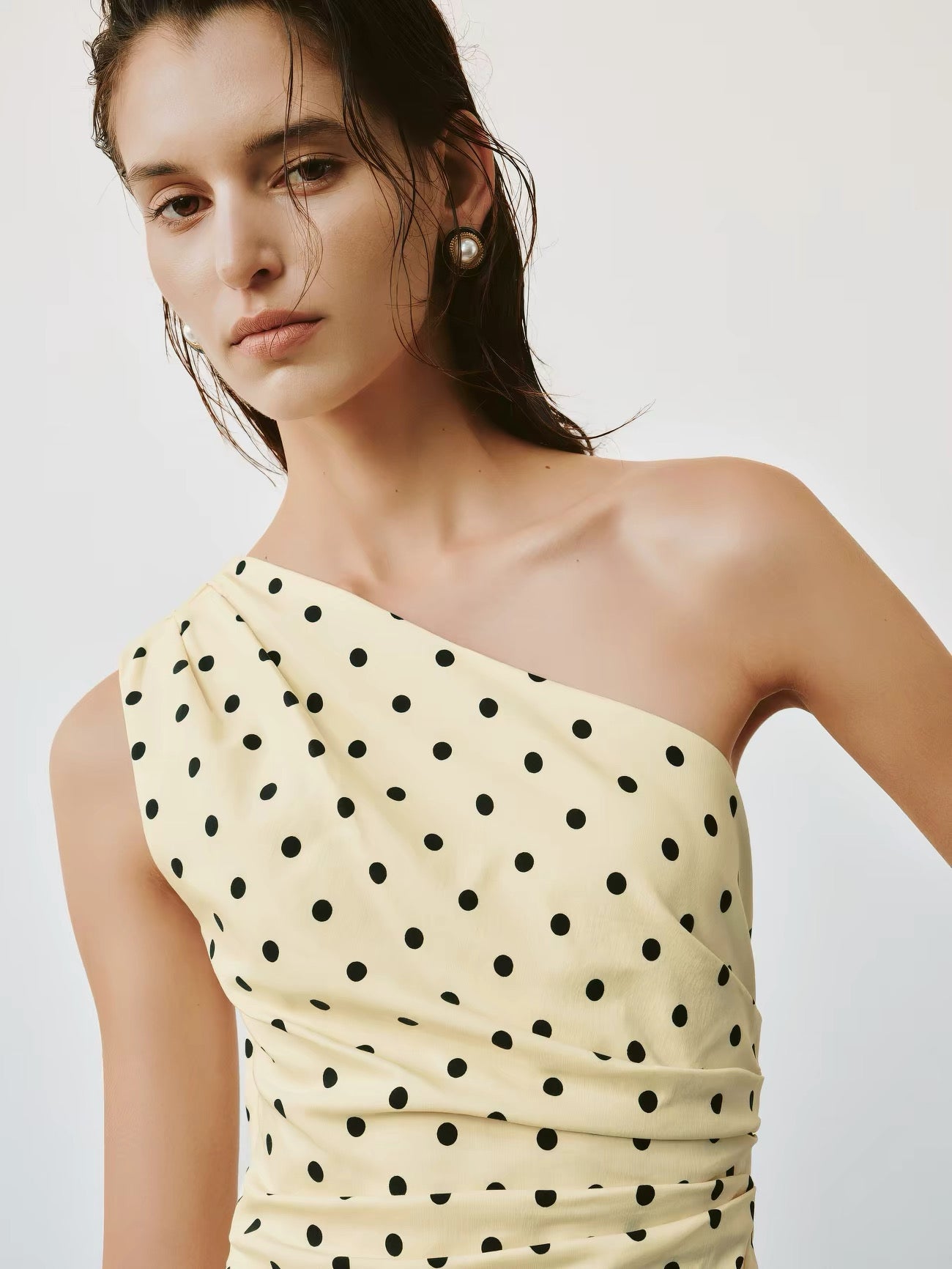 Yellow Polka Dot Bubble Mini Dress