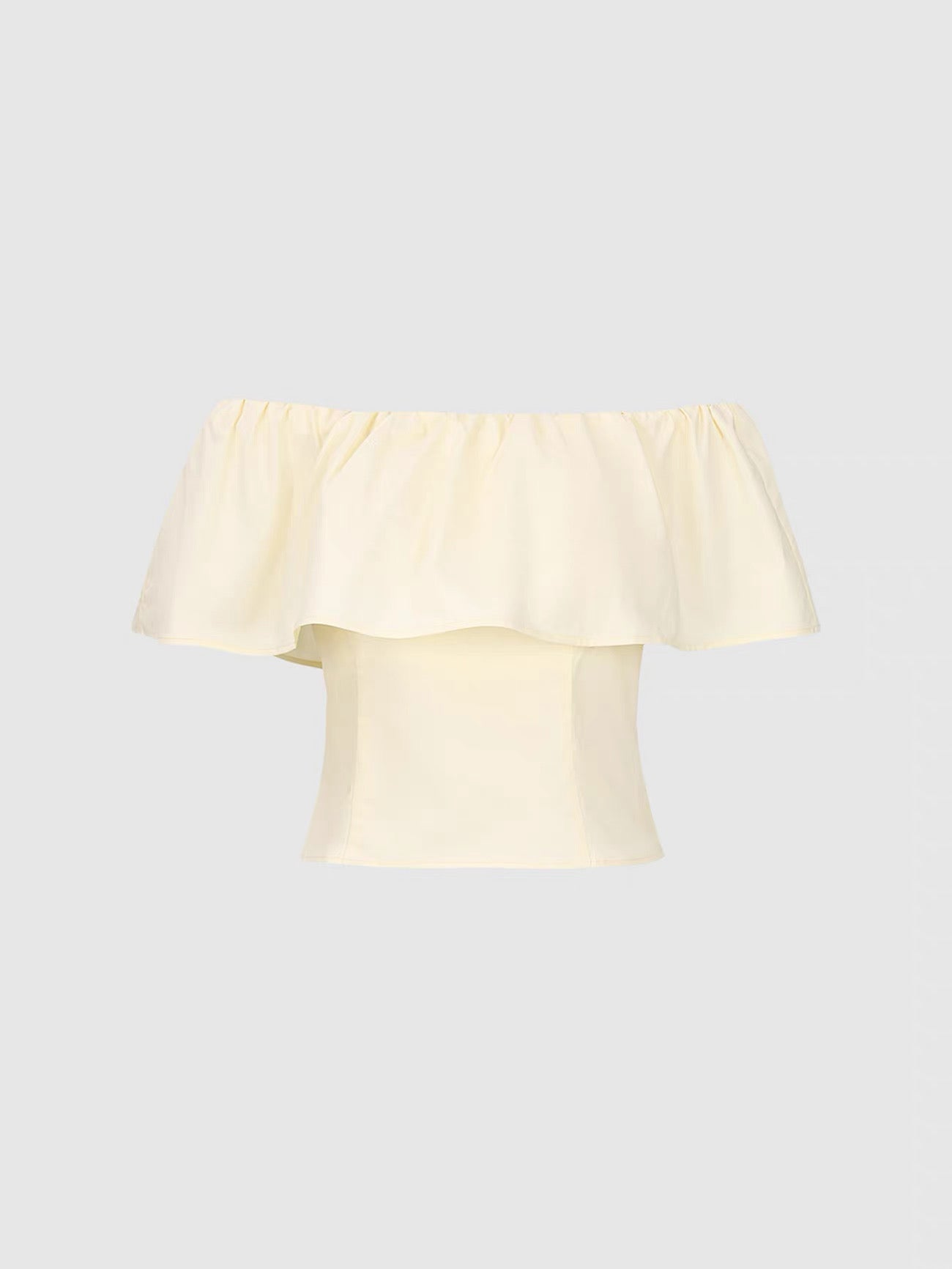 Black One-Shoulder Lotus Leaf Blouse