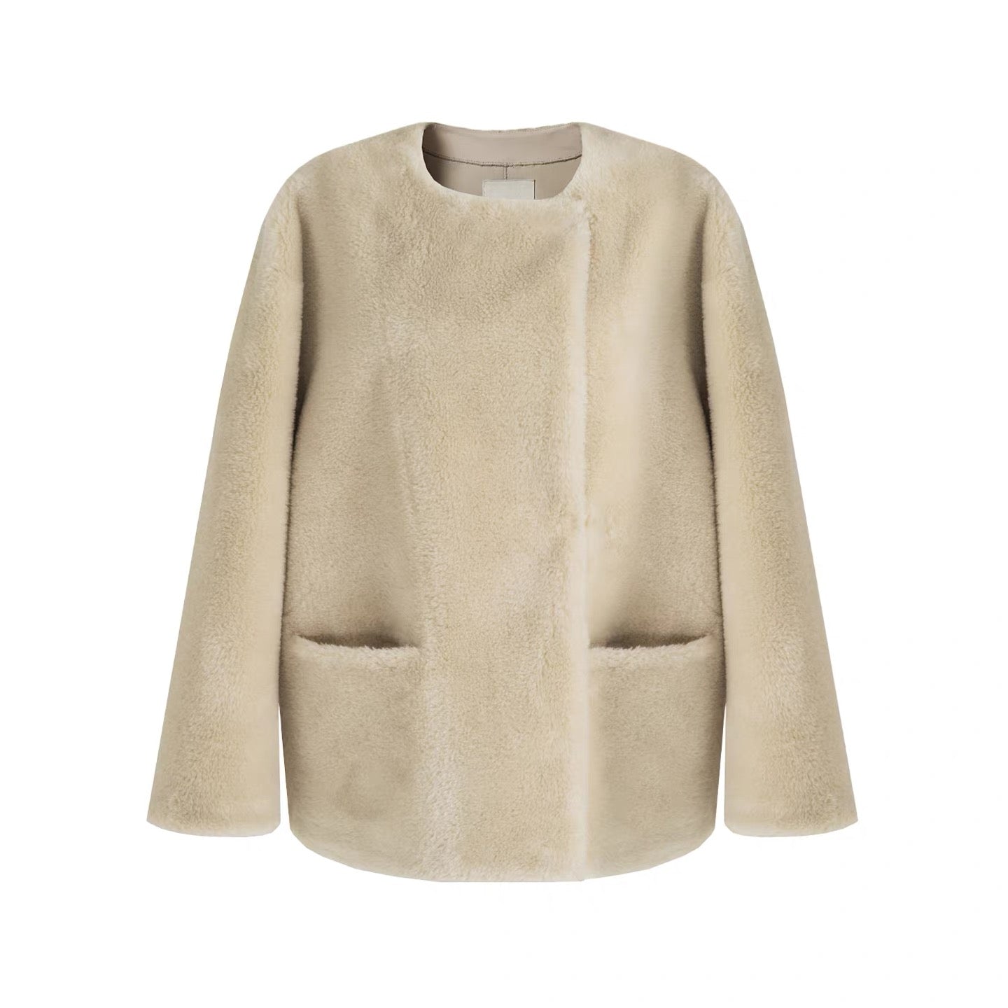 Beige Teddy Fleece Short Jacket