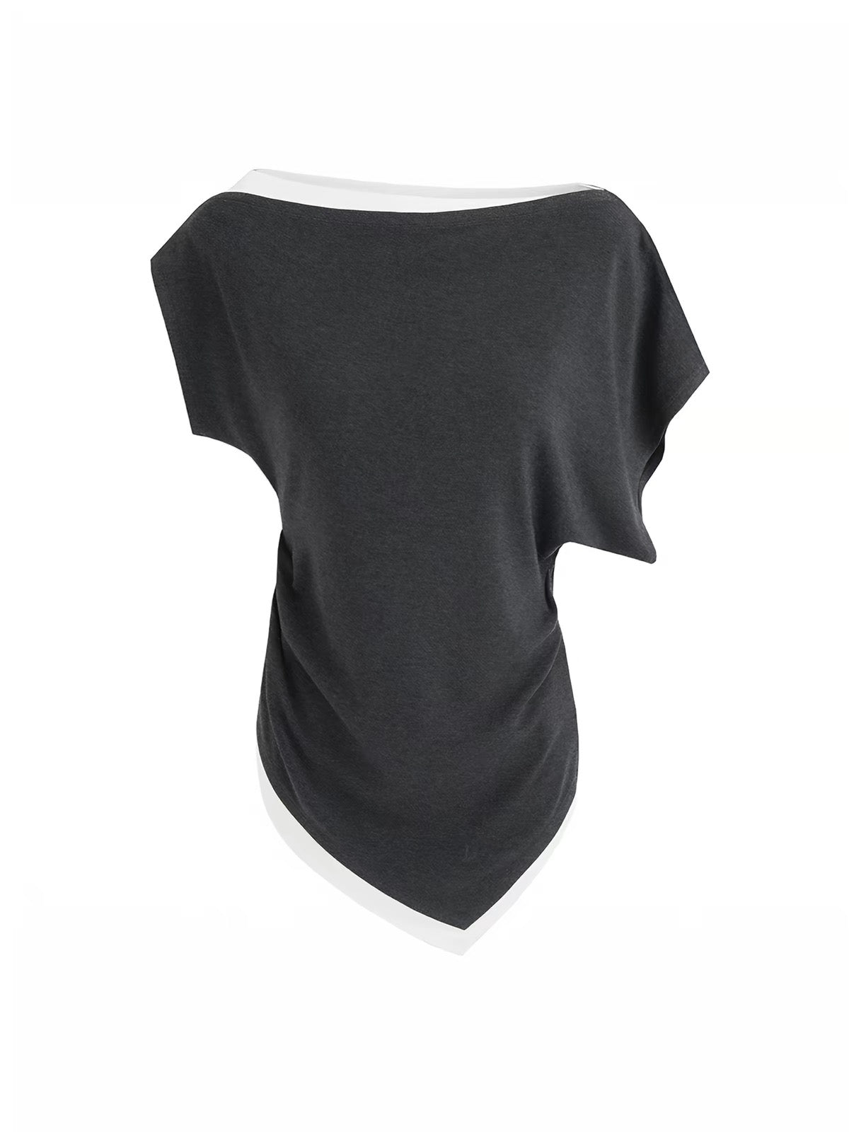 Black One-Shoulder Asymmetrical Knit Top