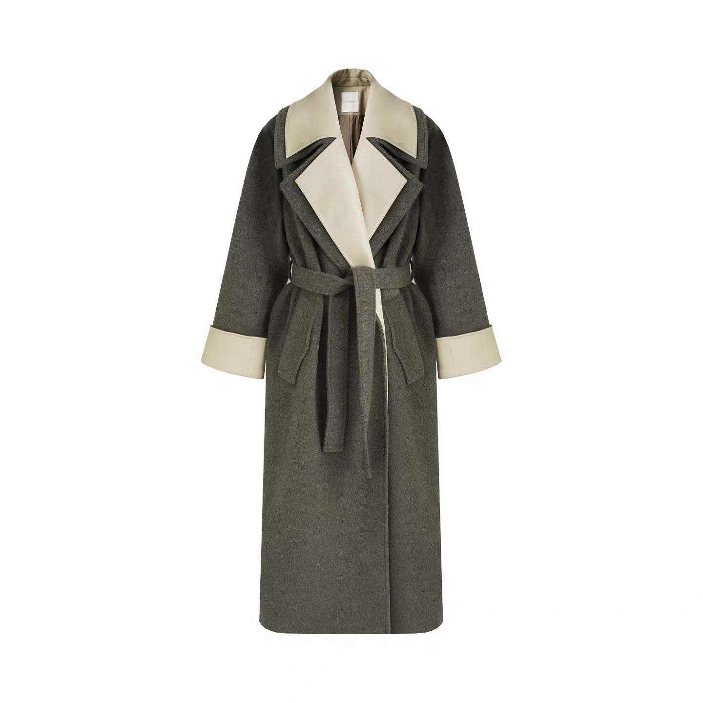 Olive Green Double-Faced Wool Long Coat