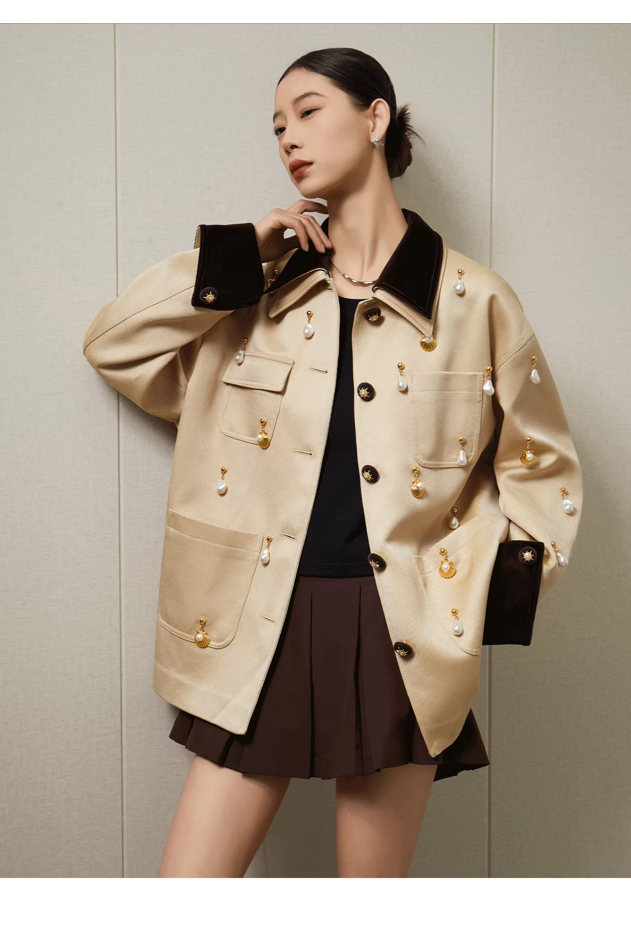 Beige Old Money Style Jacket
