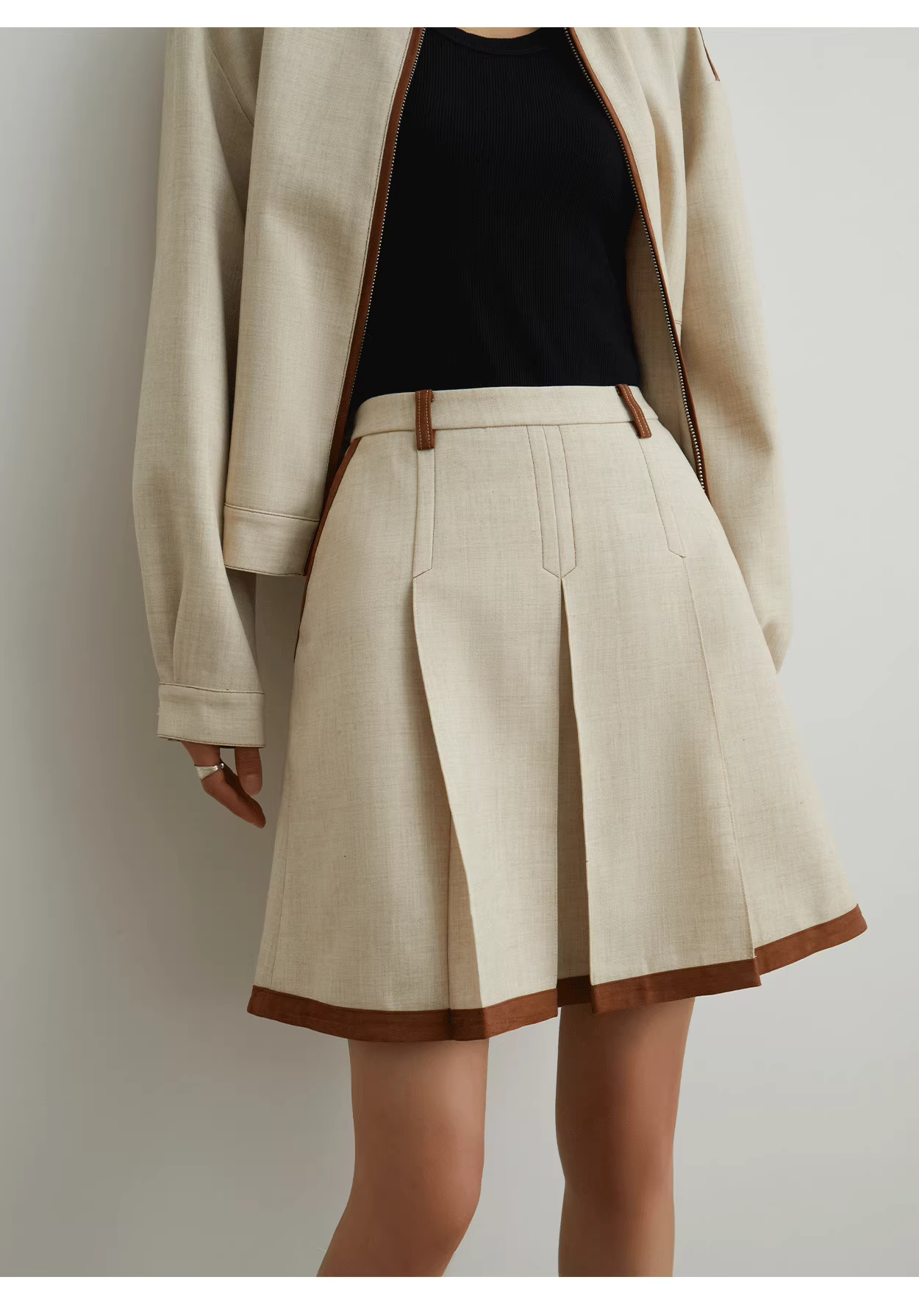 Khaki jacket + skirt set
