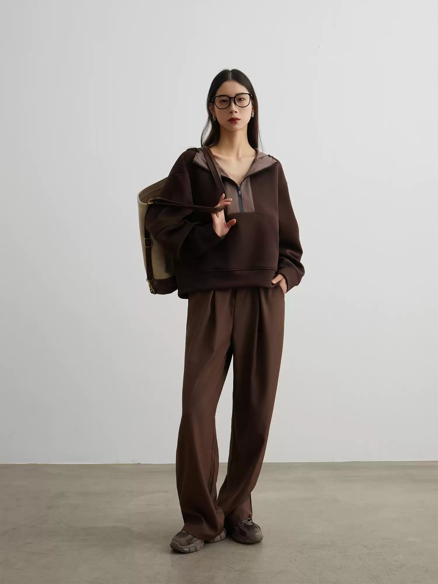 Brown Cozy Zip-Up Training Set